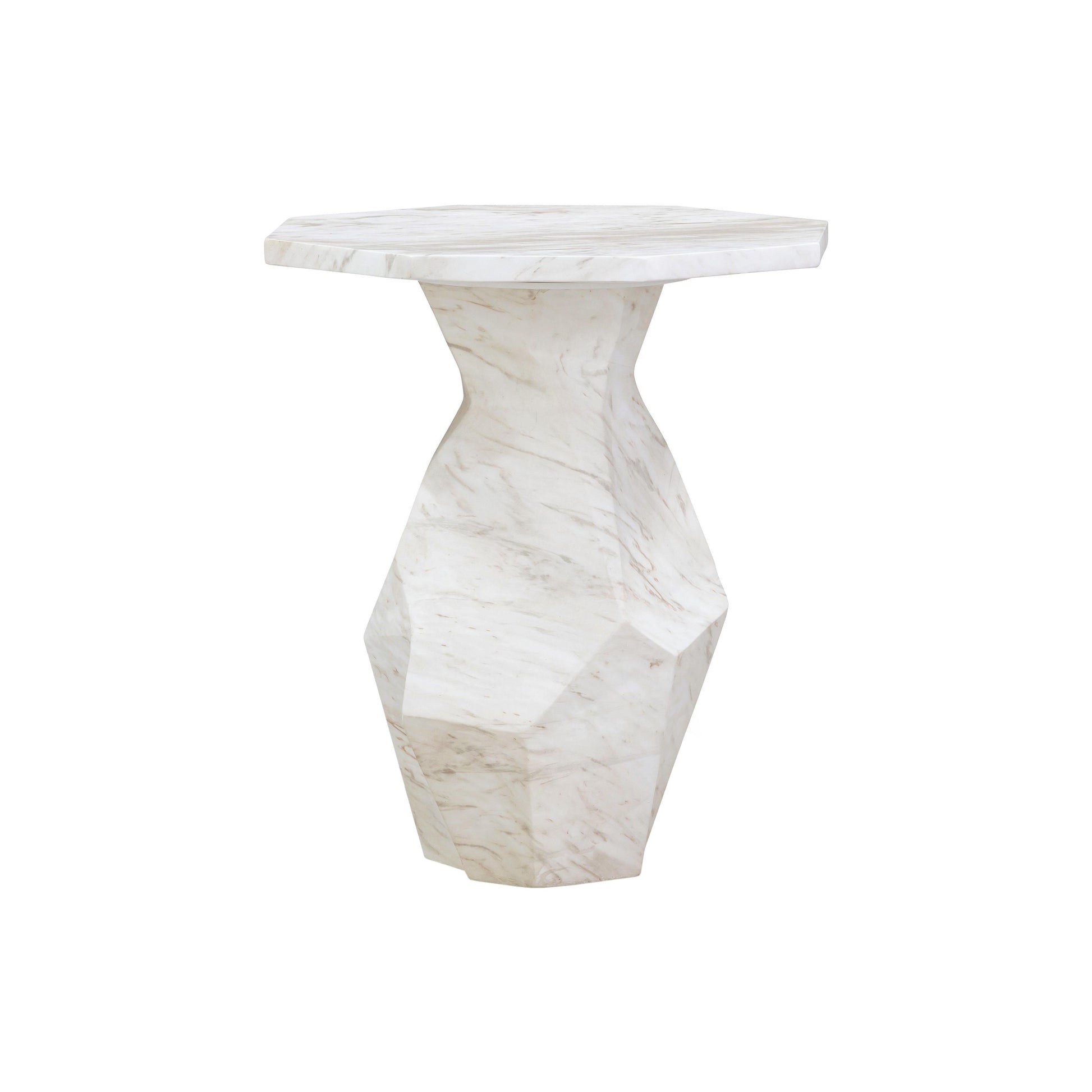Esme Faux Marble Indoor/Outdoor Round Side Table White by Tov Furniture