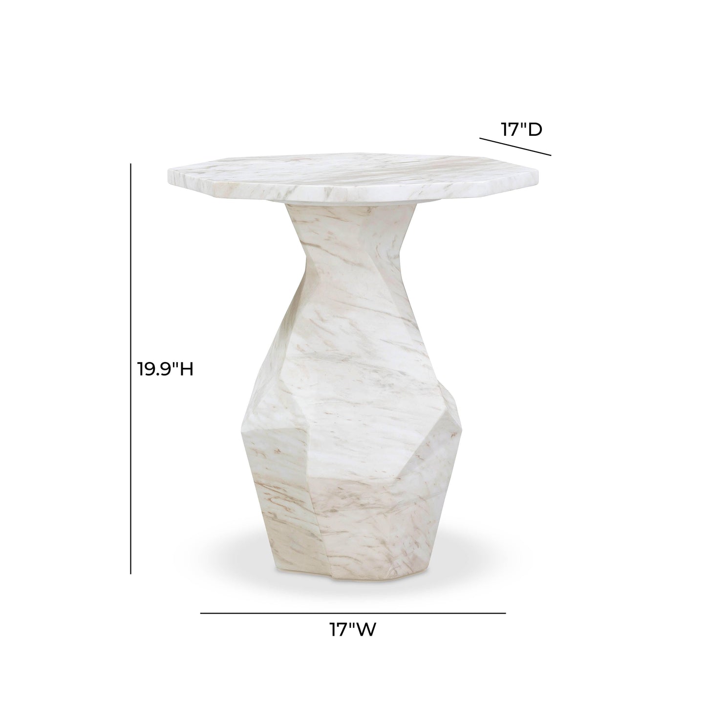 Esme Faux Marble Indoor/Outdoor Round Side Table White by Tov Furniture