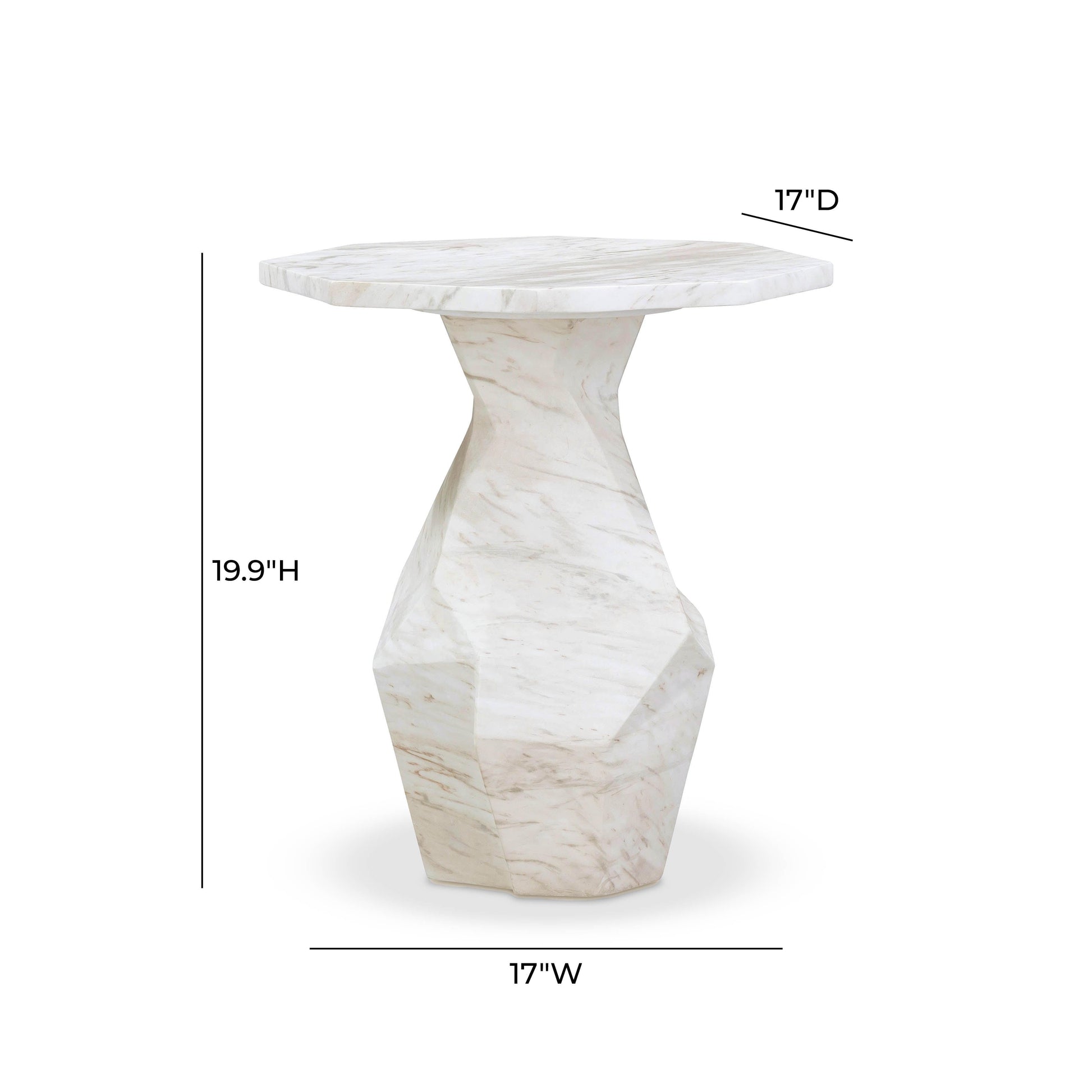 Esme Faux Marble Indoor/Outdoor Round Side Table White by Tov Furniture