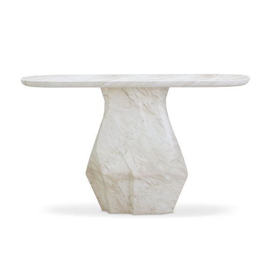 Esme 54" Faux Marble Indoor/Outdoor Long Console Table White by Tov Furniture