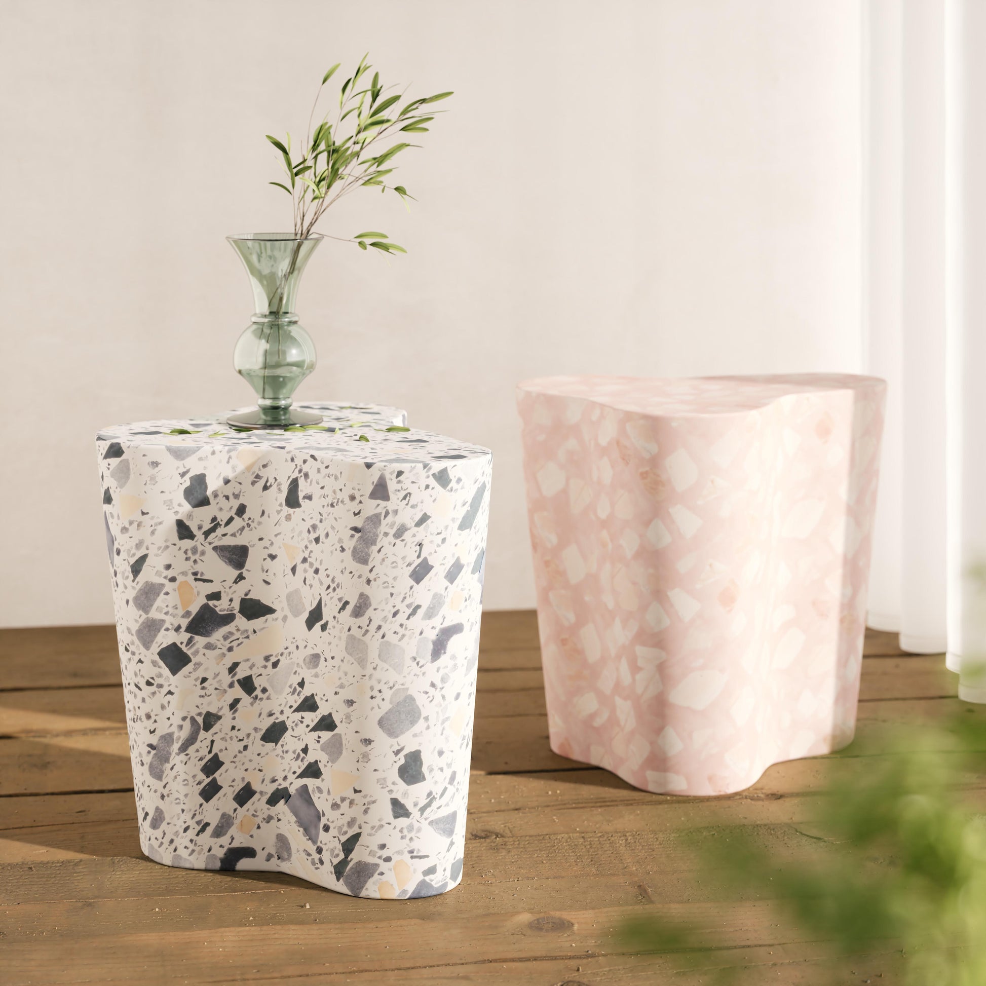 Slab Faux Terrazzo Indoor/Outdoor Side Table Pink by Tov Furniture