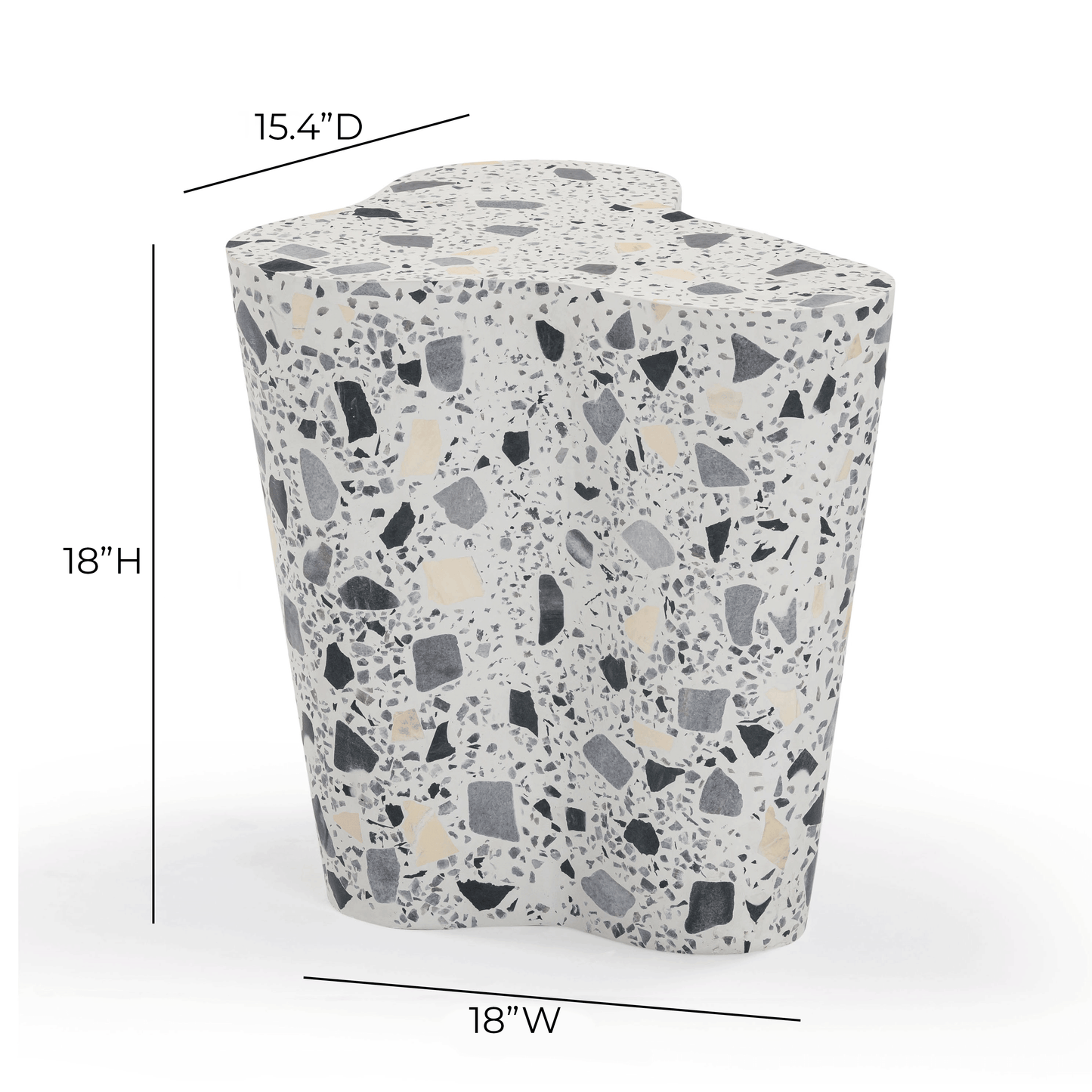 Slab Faux Terrazzo Indoor/Outdoor Side Table Black and White by Tov Furniture