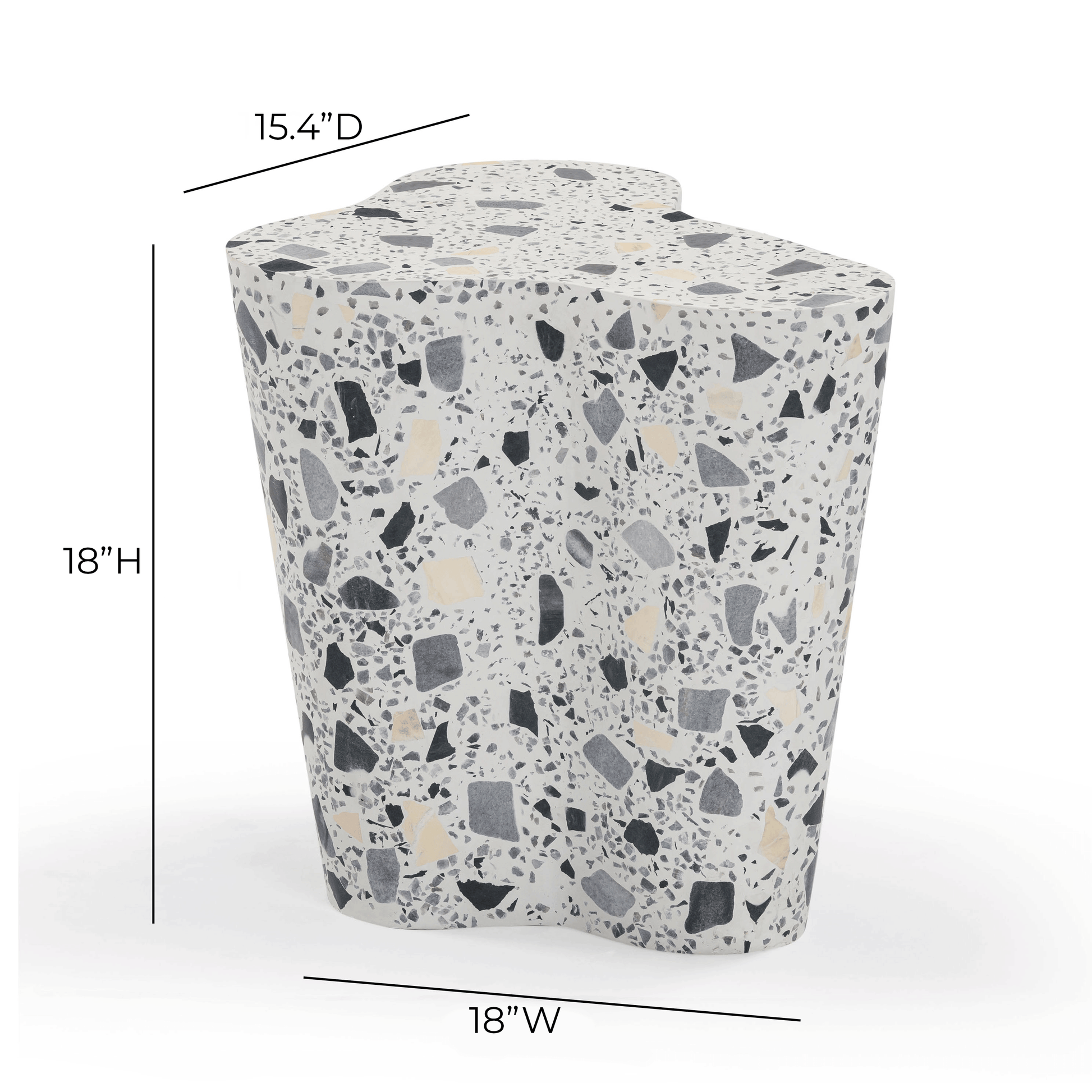 Slab Faux Terrazzo Indoor/Outdoor Side Table Black and White by Tov Furniture