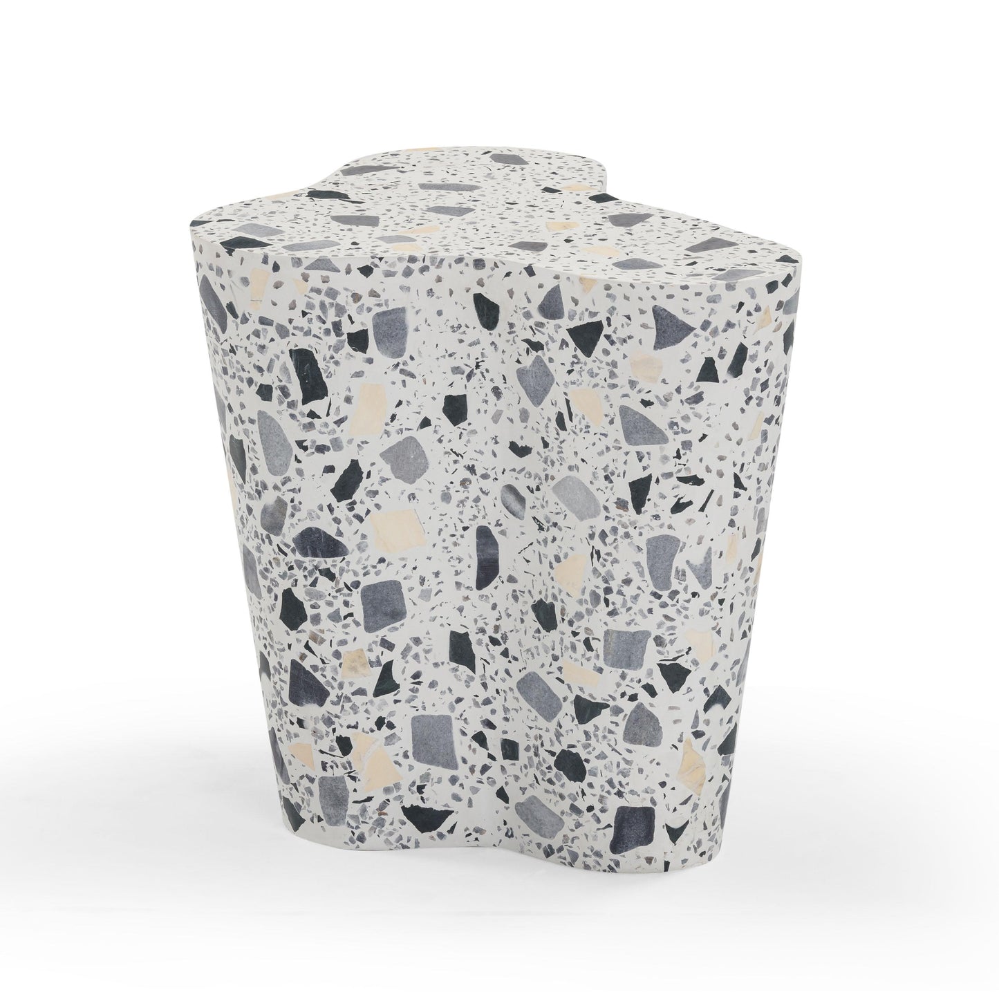 Slab Faux Terrazzo Indoor/Outdoor Side Table Black and White by Tov Furniture