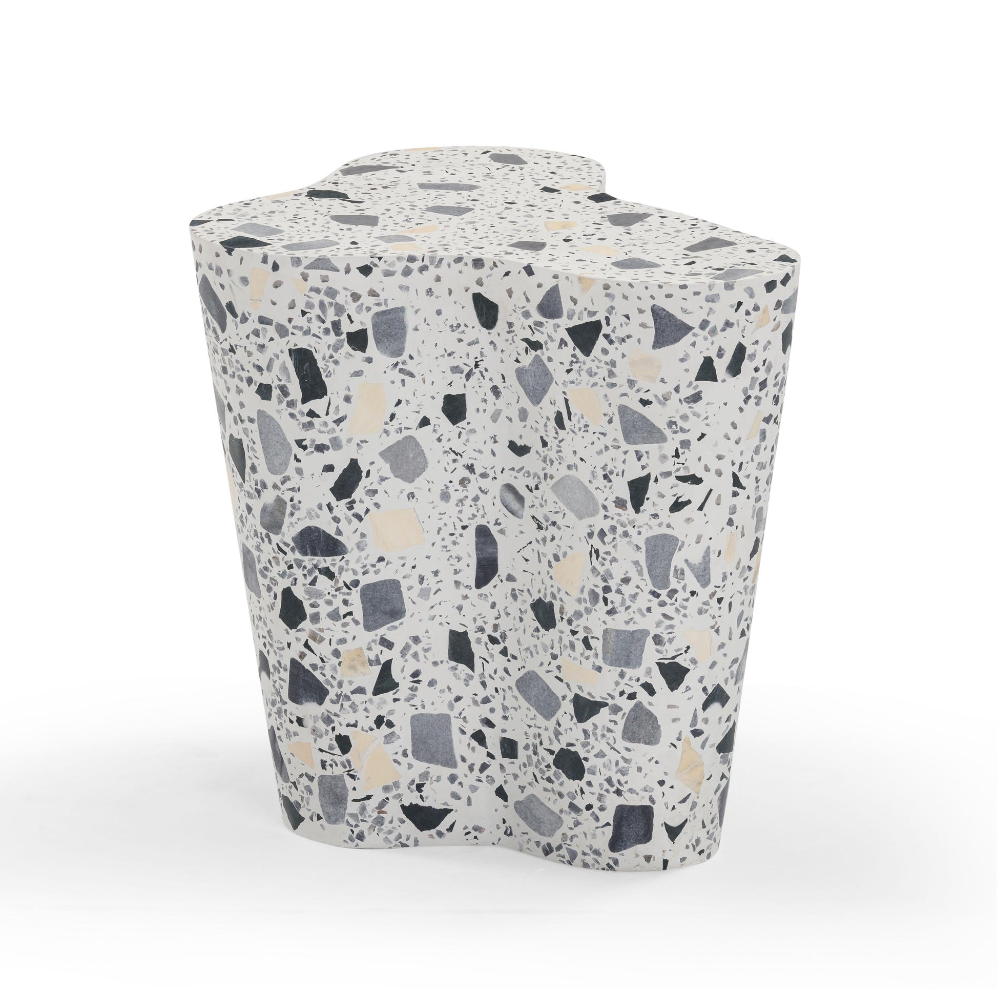 Slab Faux Terrazzo Indoor/Outdoor Side Table Black and White by Tov Furniture