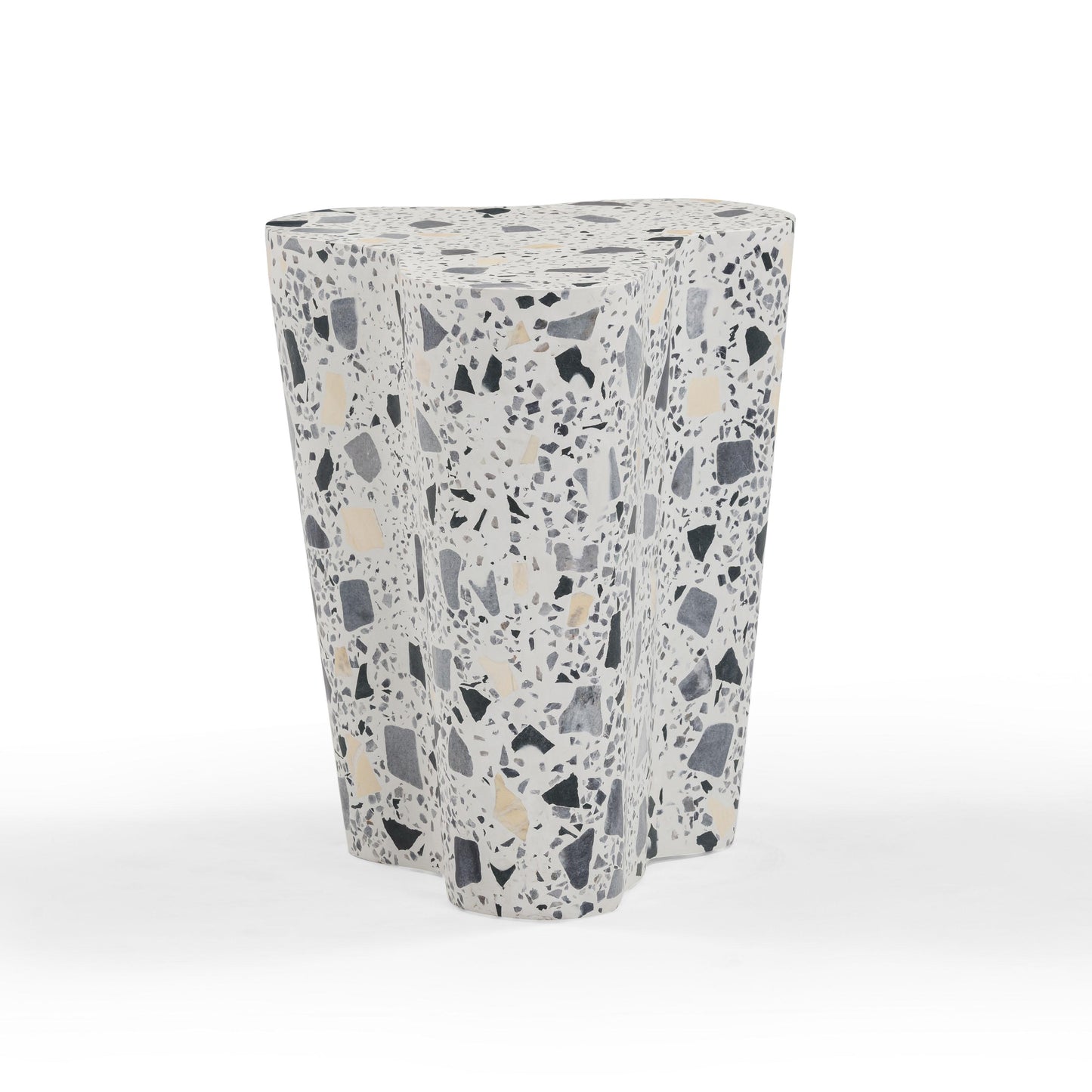 Slab Faux Terrazzo Indoor/Outdoor Side Table Black and White by Tov Furniture