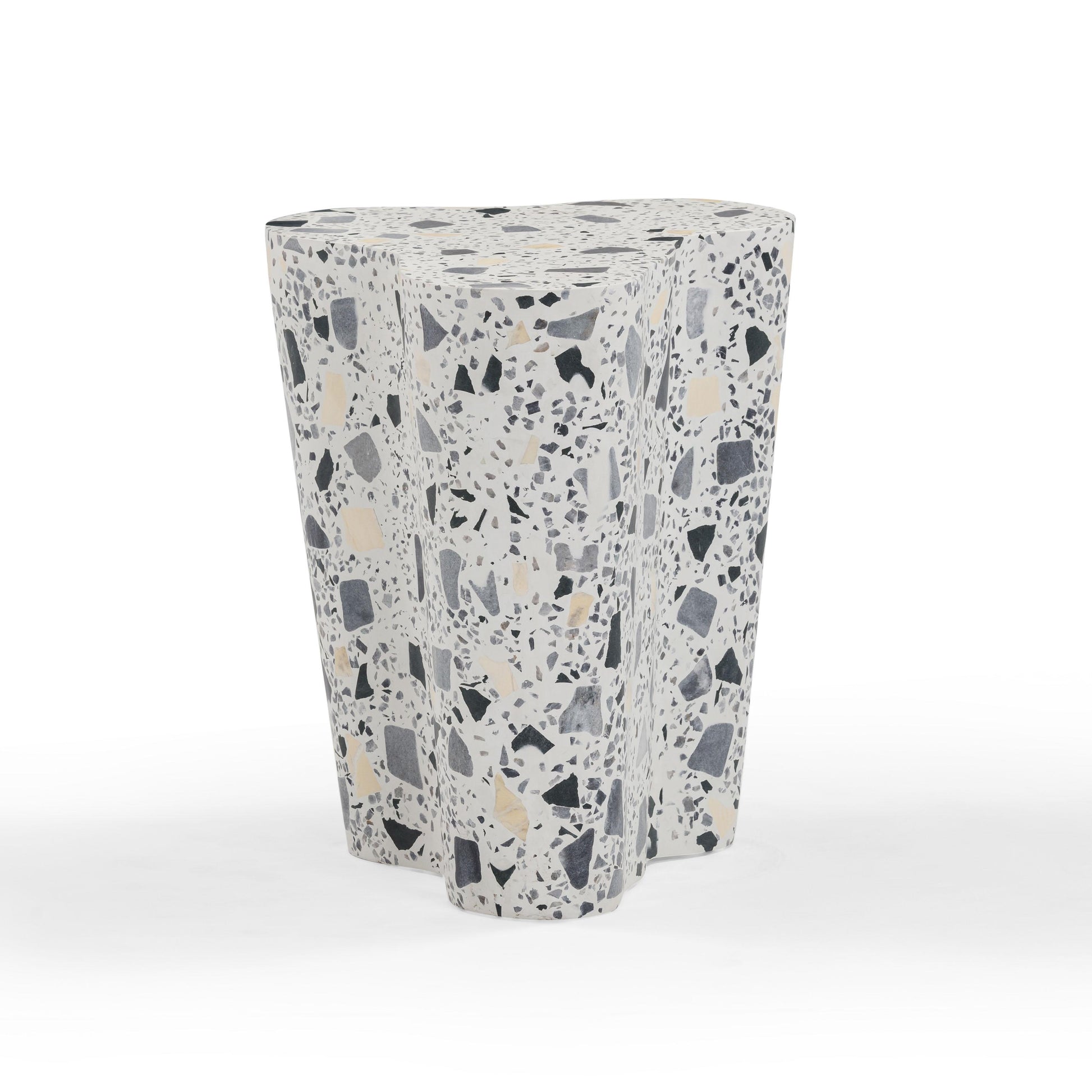 Slab Faux Terrazzo Indoor/Outdoor Side Table Black and White by Tov Furniture
