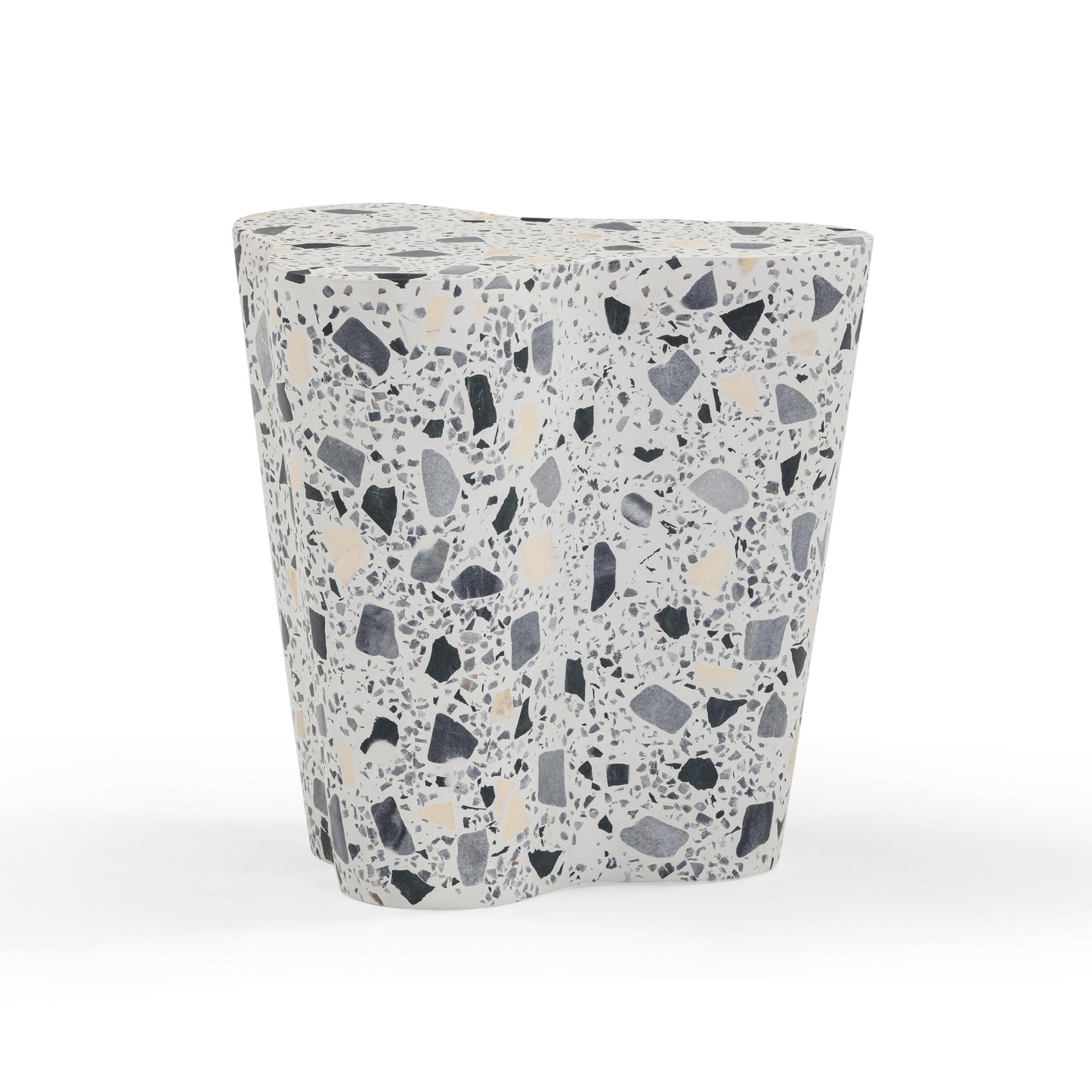 Slab Faux Terrazzo Indoor/Outdoor Side Table Black and White by Tov Furniture