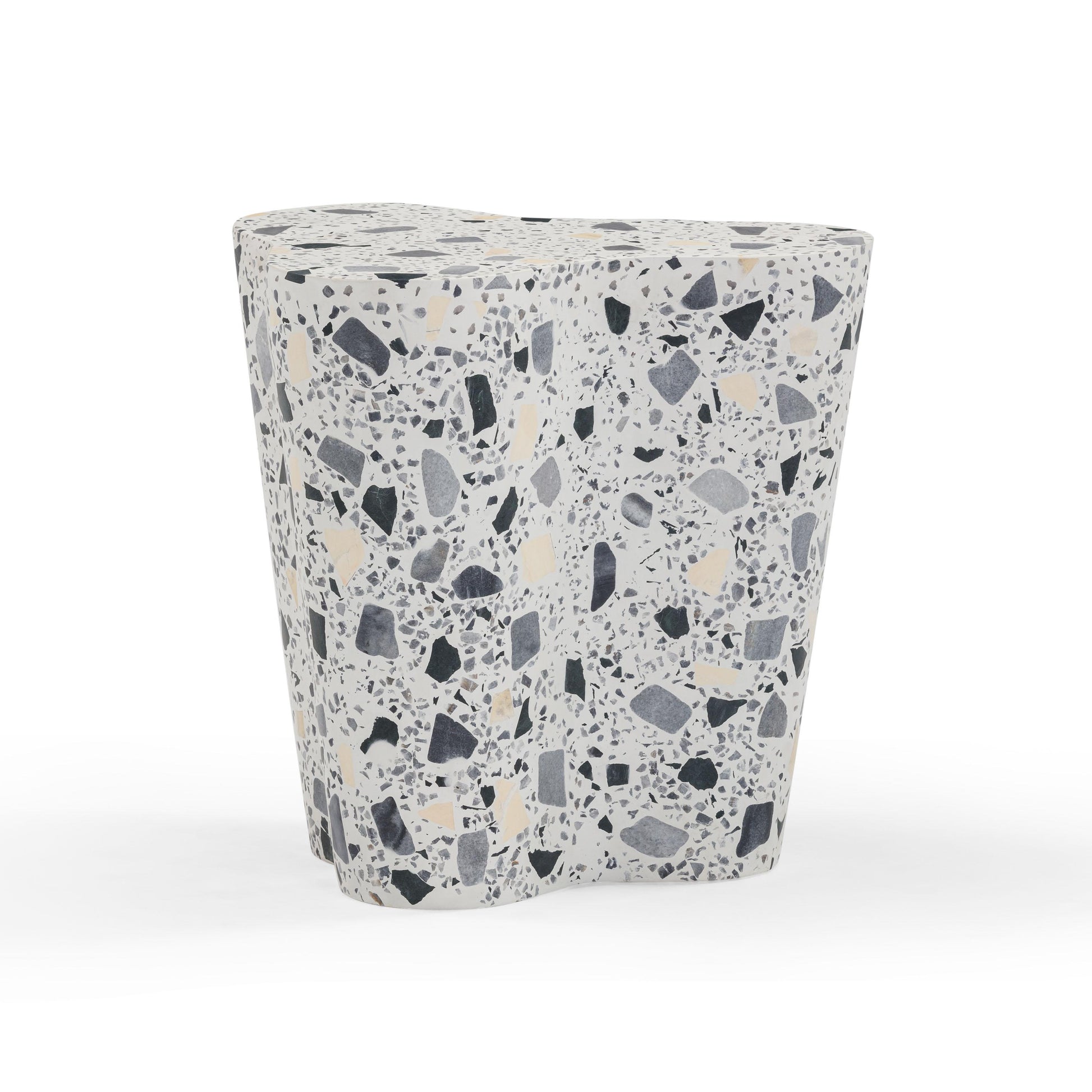 Slab Faux Terrazzo Indoor/Outdoor Side Table Black and White by Tov Furniture