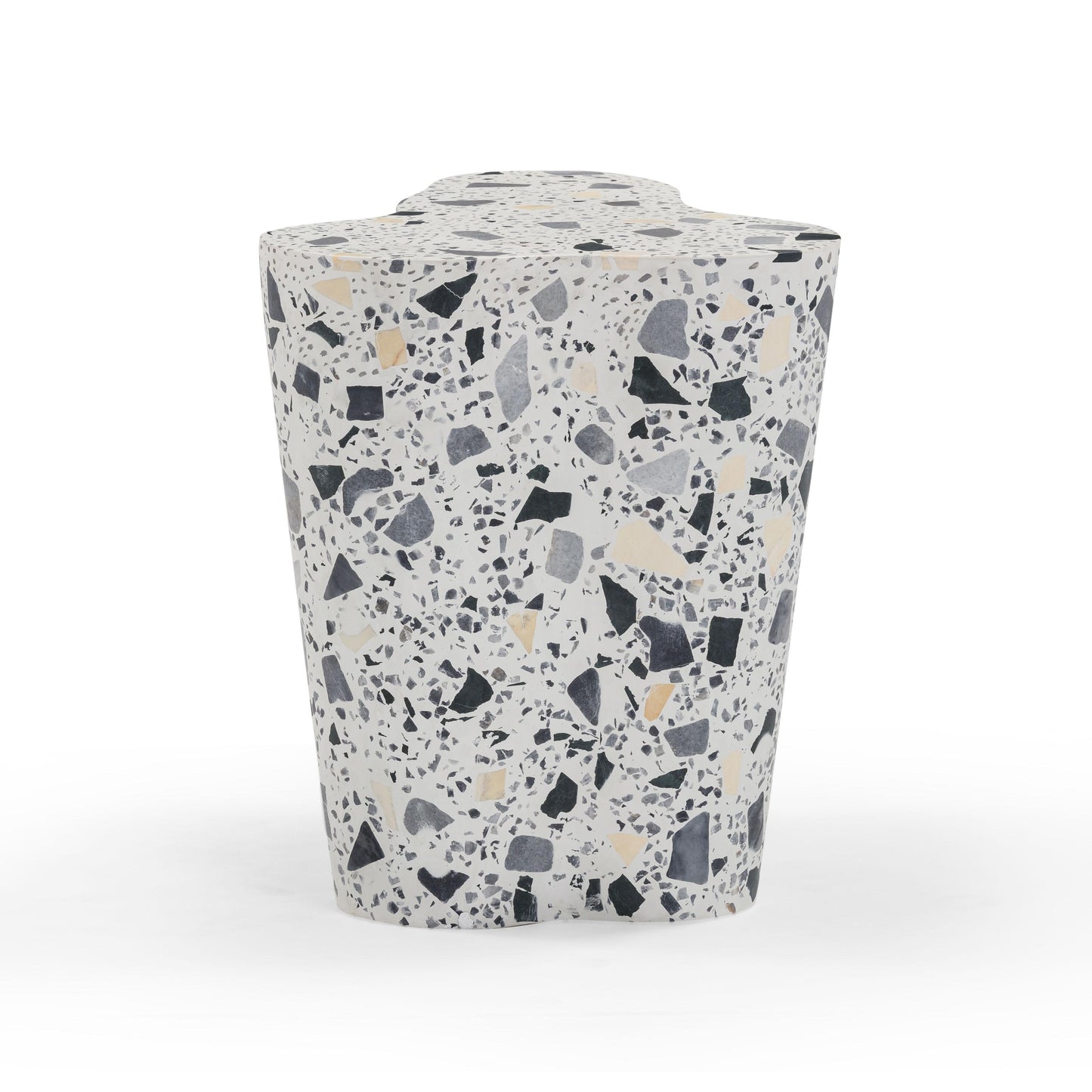 Slab Faux Terrazzo Indoor/Outdoor Side Table Black and White by Tov Furniture