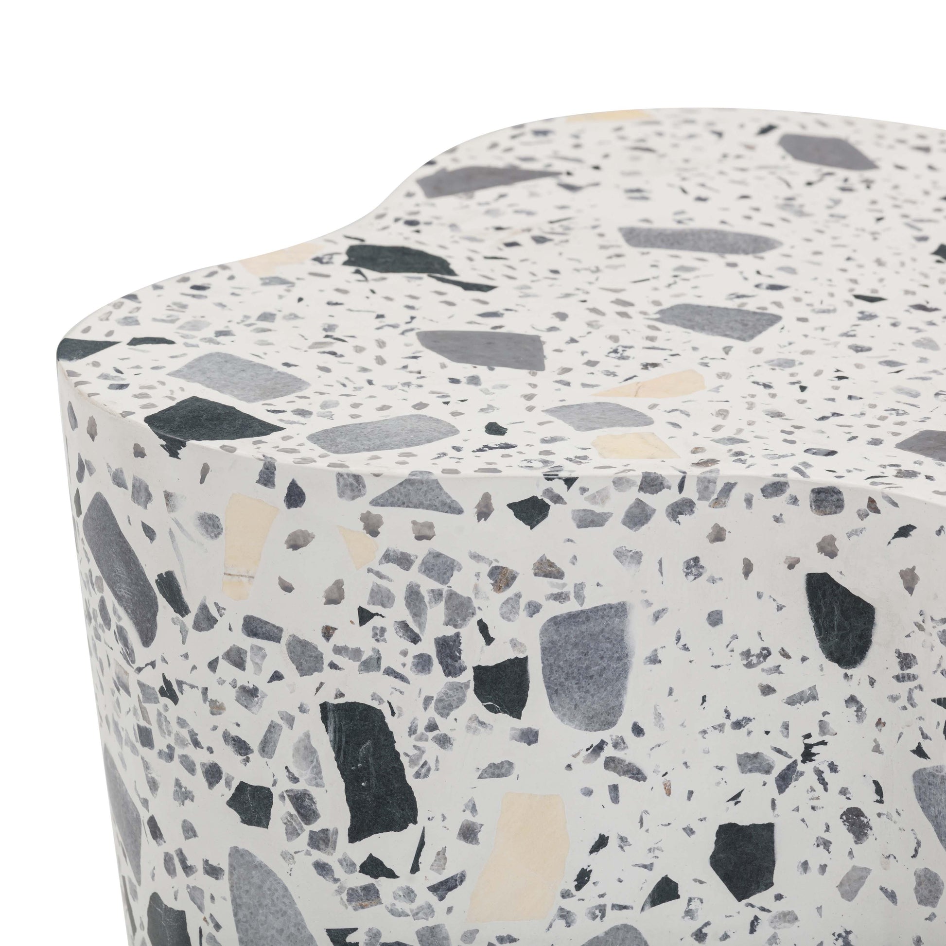 Slab Faux Terrazzo Indoor/Outdoor Side Table Black and White by Tov Furniture