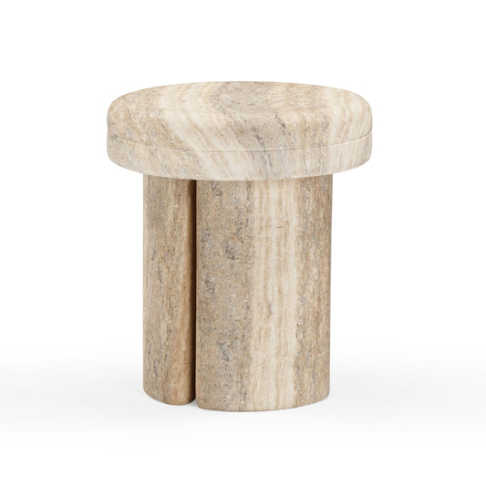 Sheila Textured Concrete Indoor/Outdoor Side Table Travertine by Tov Furniture