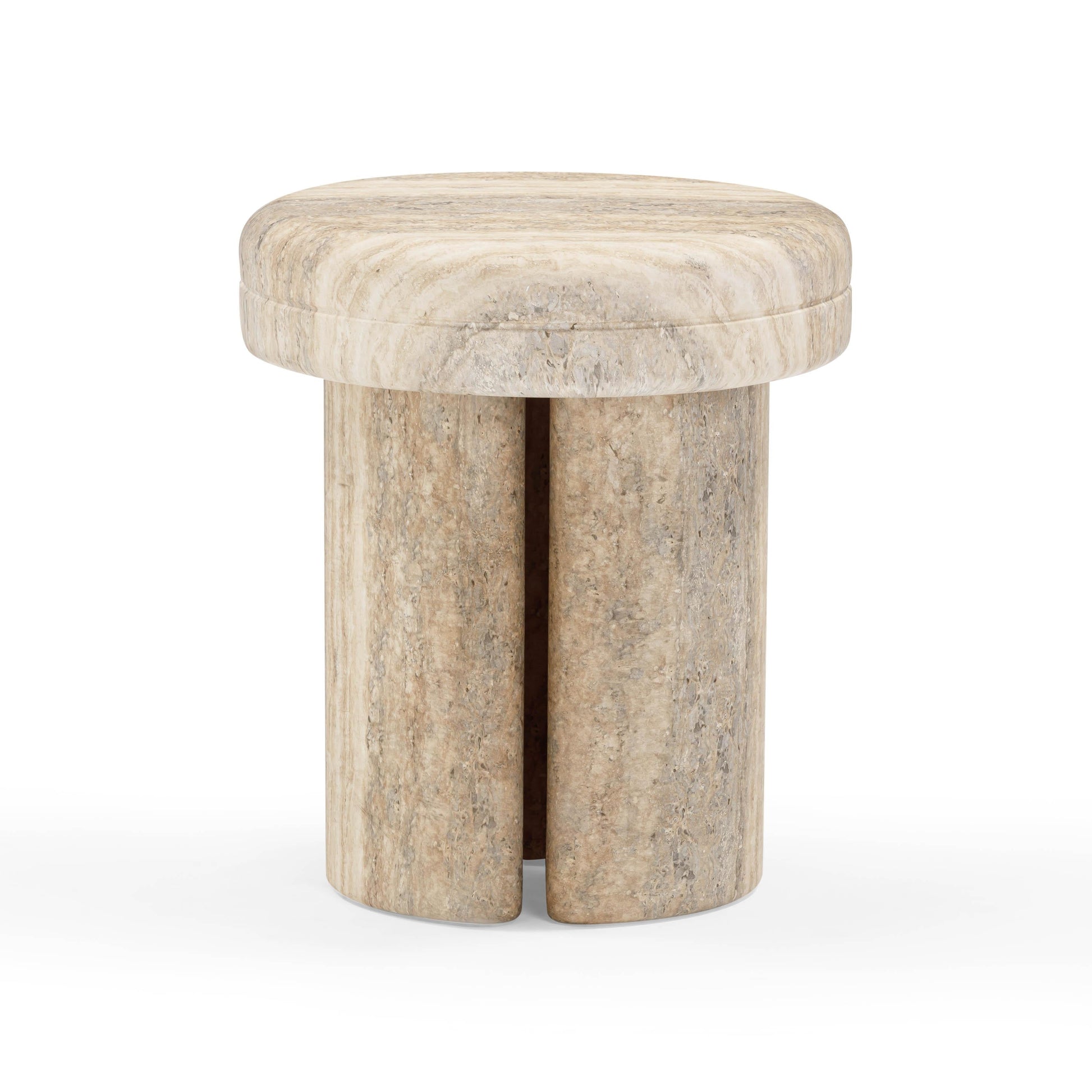 Sheila Textured Concrete Indoor/Outdoor Side Table Travertine by Tov Furniture