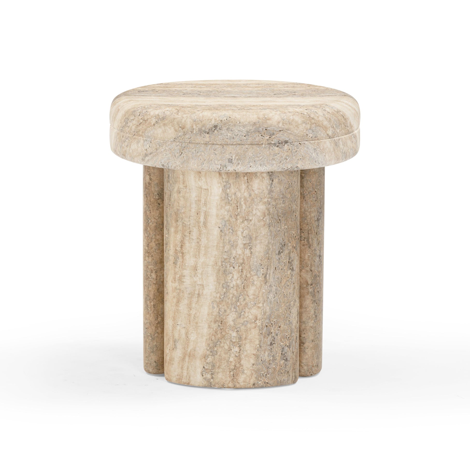 Sheila Textured Concrete Indoor/Outdoor Side Table Travertine by Tov Furniture