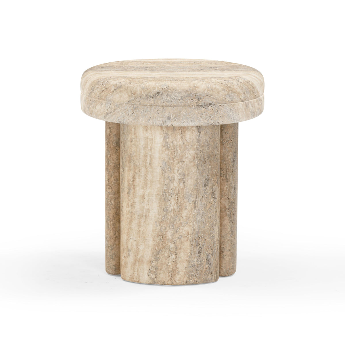 Sheila Faux Travertine Textured Concrete Side Table by TOV Furniture – photo 4 of 9