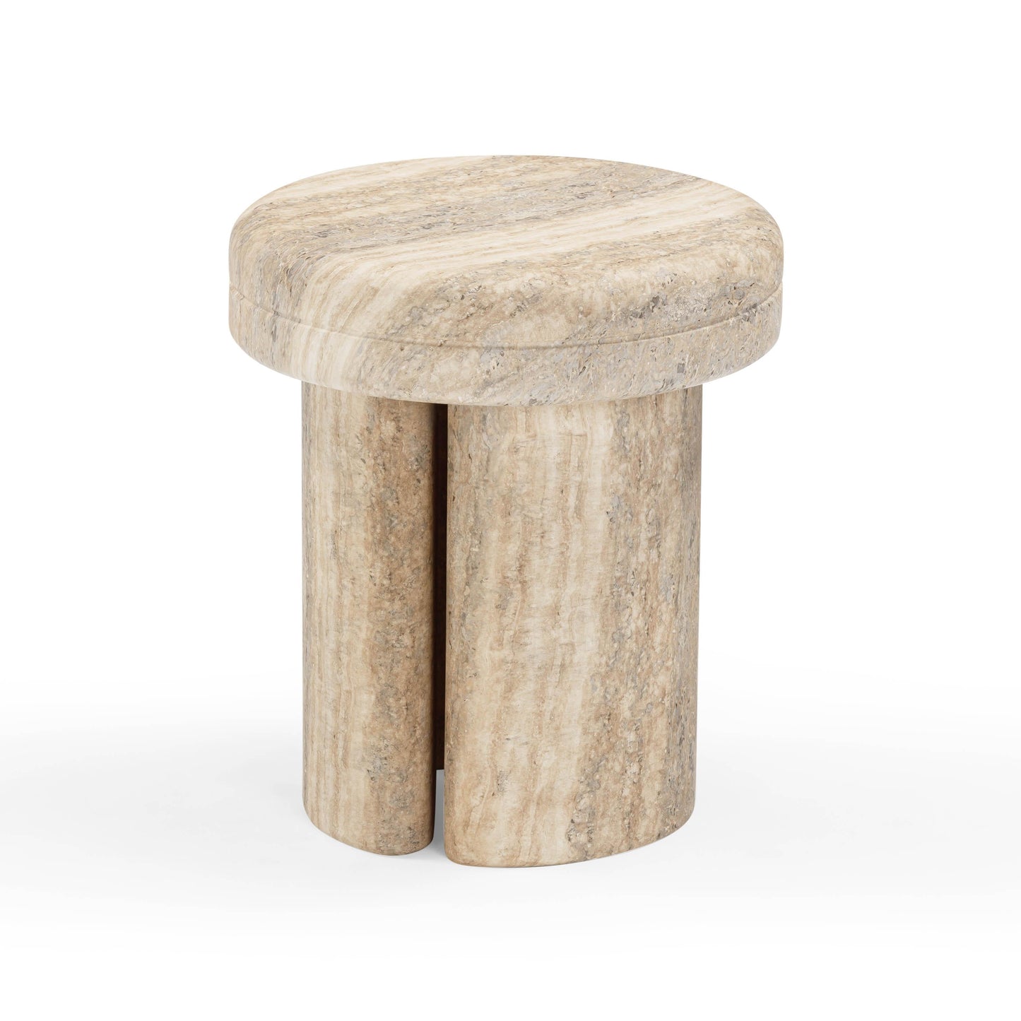 Sheila Textured Concrete Indoor/Outdoor Side Table Travertine by Tov Furniture