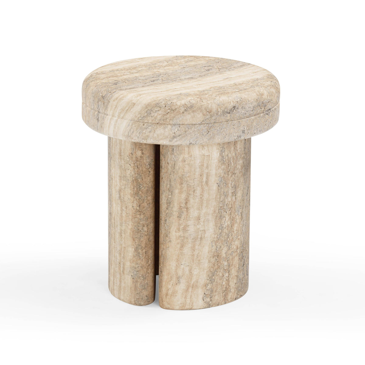 Sheila Faux Travertine Textured Concrete Side Table by TOV Furniture – photo 5 of 9