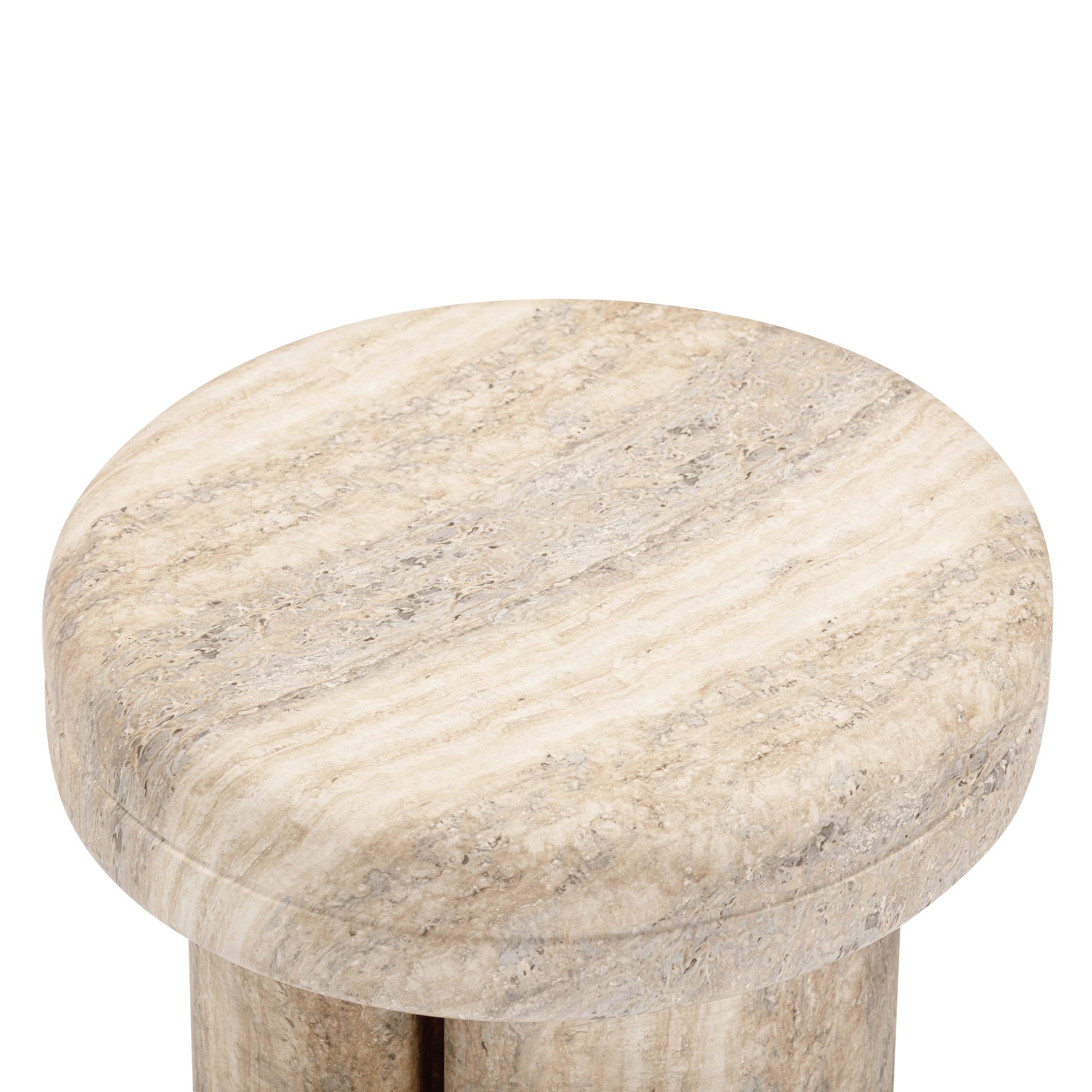 Sheila Textured Concrete Indoor/Outdoor Side Table Travertine by Tov Furniture