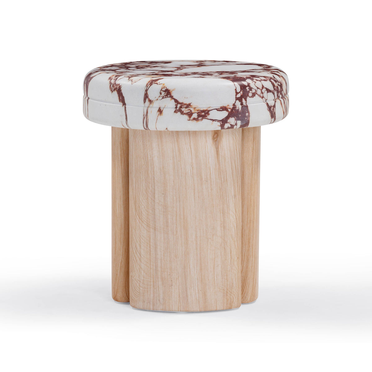 Sheila Faux Wood and Breccia Capraia Textured Concrete Side Table by TOV Furniture – photo 3 of 9