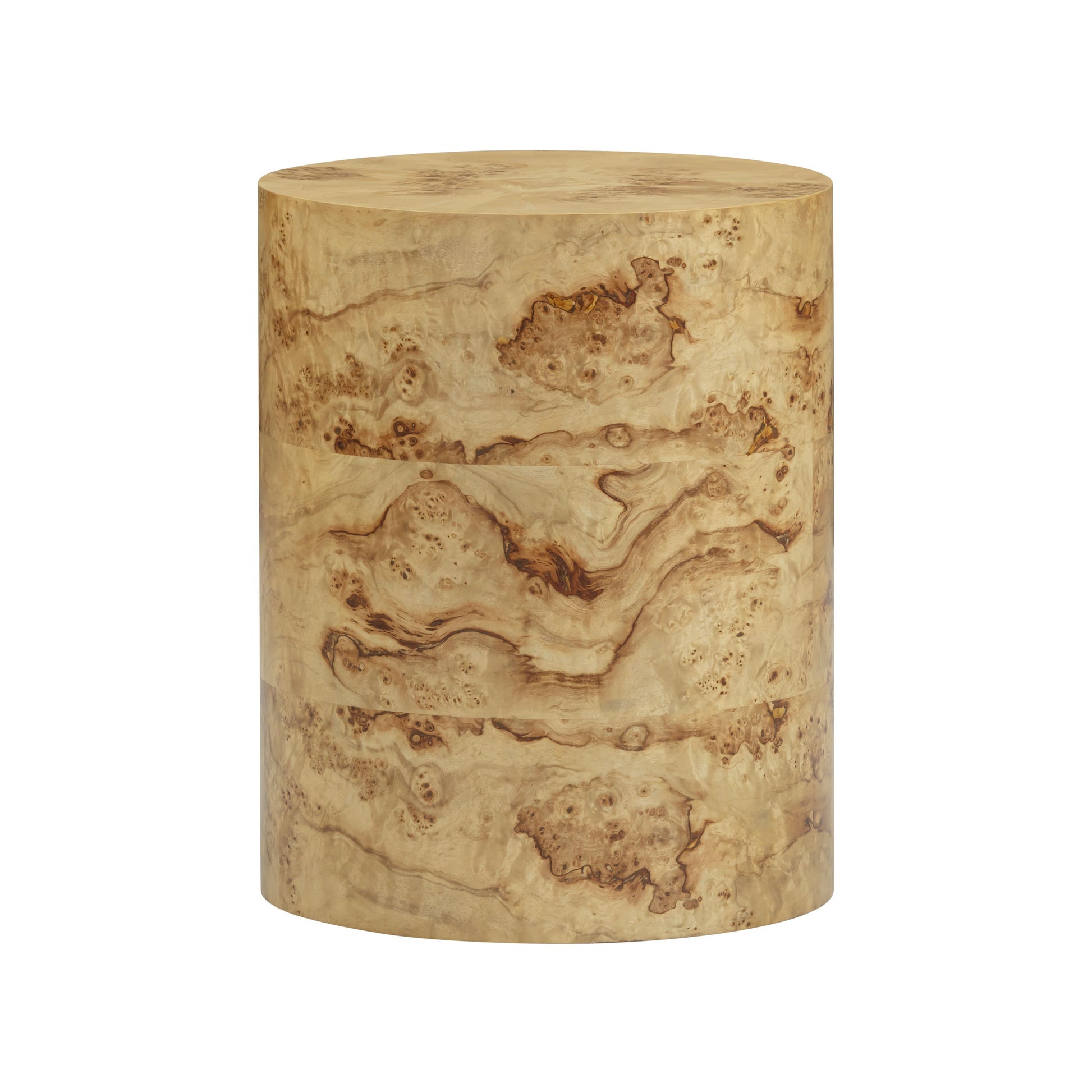 Fig Natural Burl Drum Side Table Natural by Tov Furniture