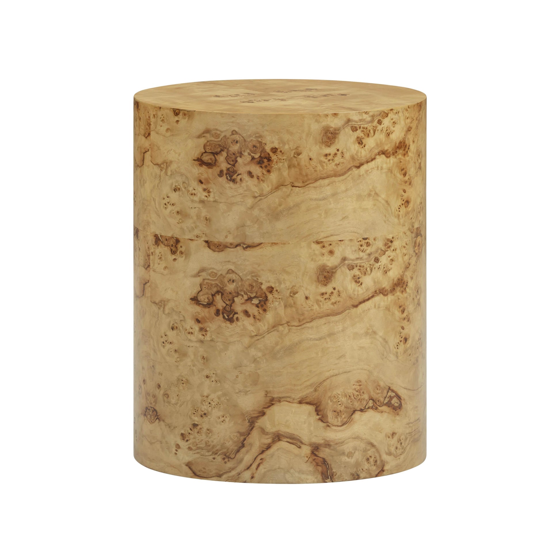 Fig Natural Burl Drum Side Table Natural by Tov Furniture