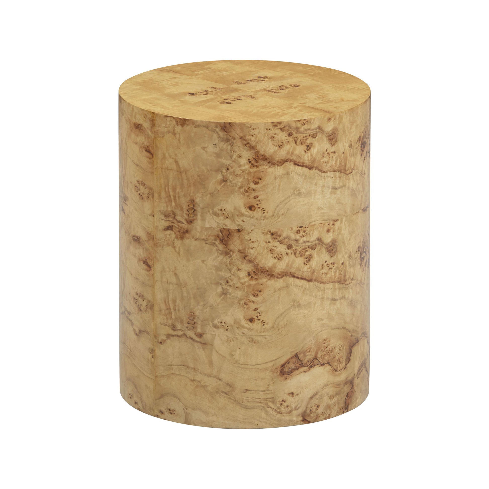 Fig Natural Burl Drum Side Table Natural by Tov Furniture