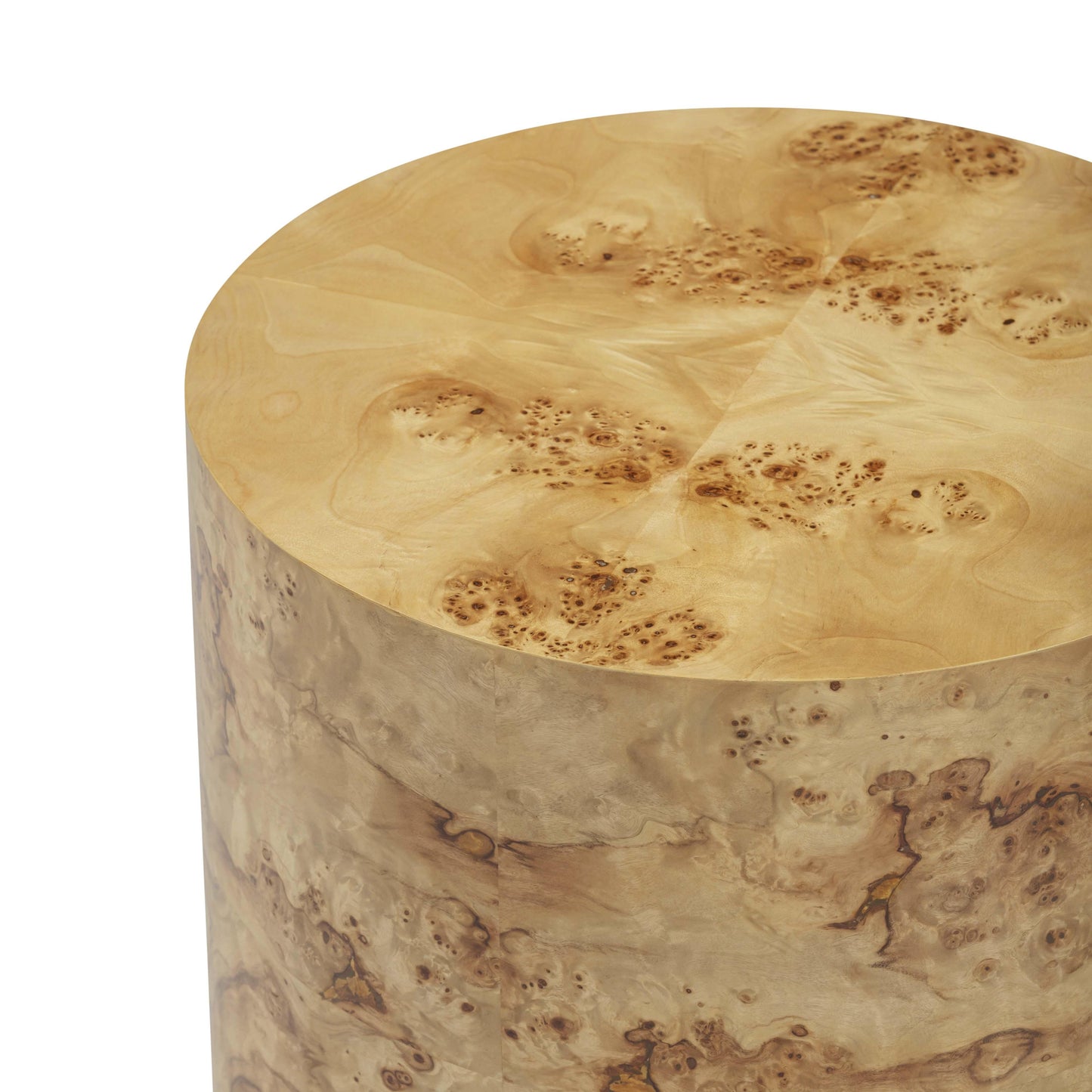 Fig Natural Burl Drum Side Table Natural by Tov Furniture