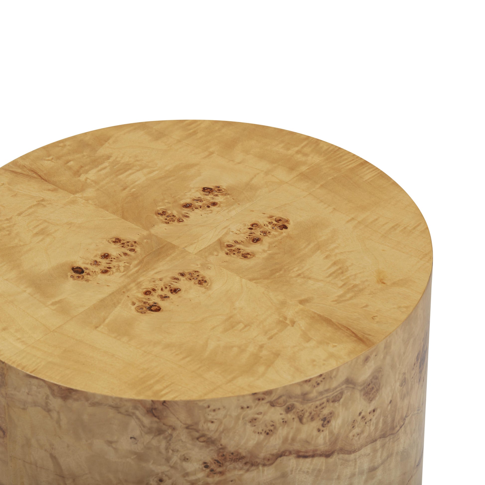 Fig Natural Burl Drum Side Table Natural by Tov Furniture