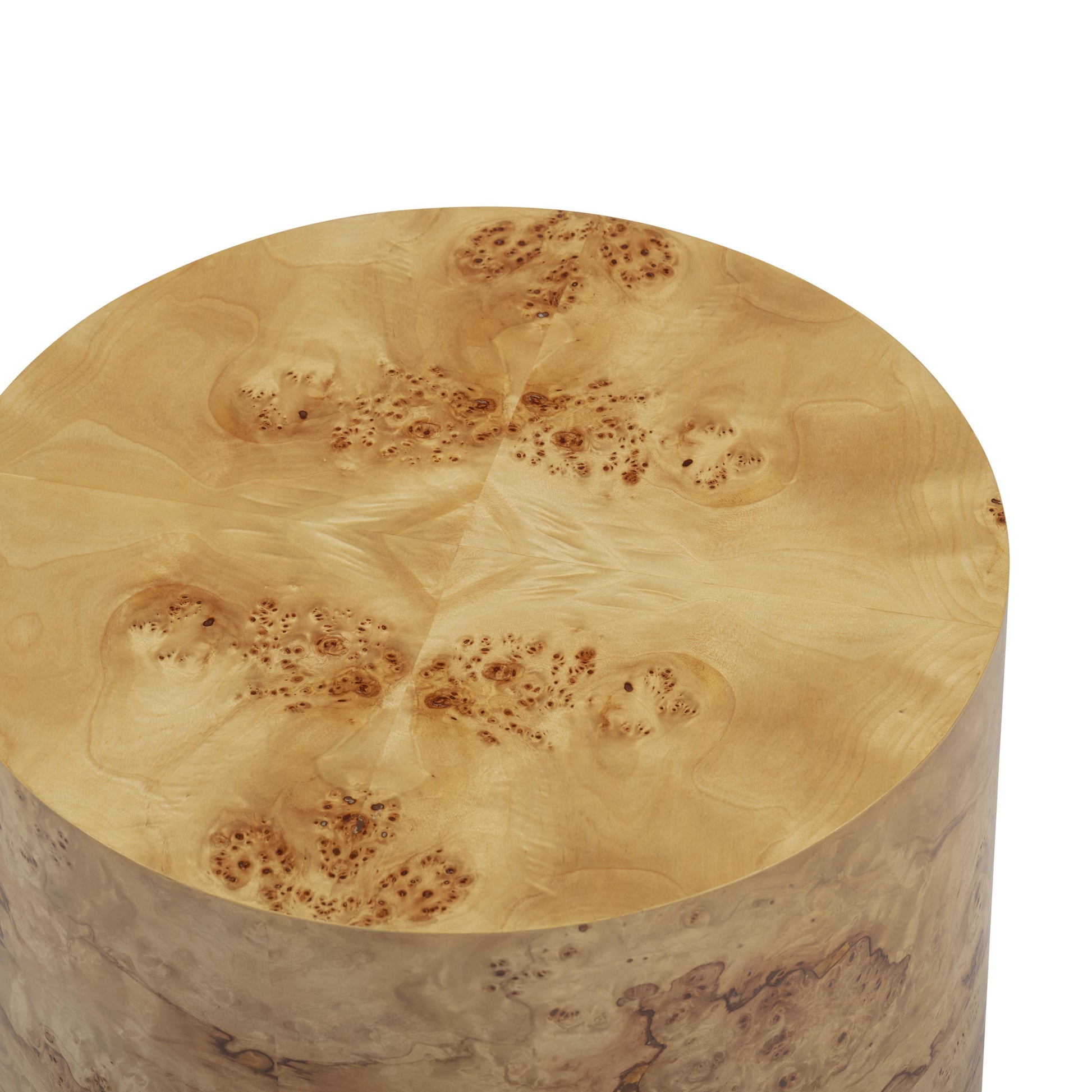 Fig Natural Burl Drum Side Table Natural by Tov Furniture