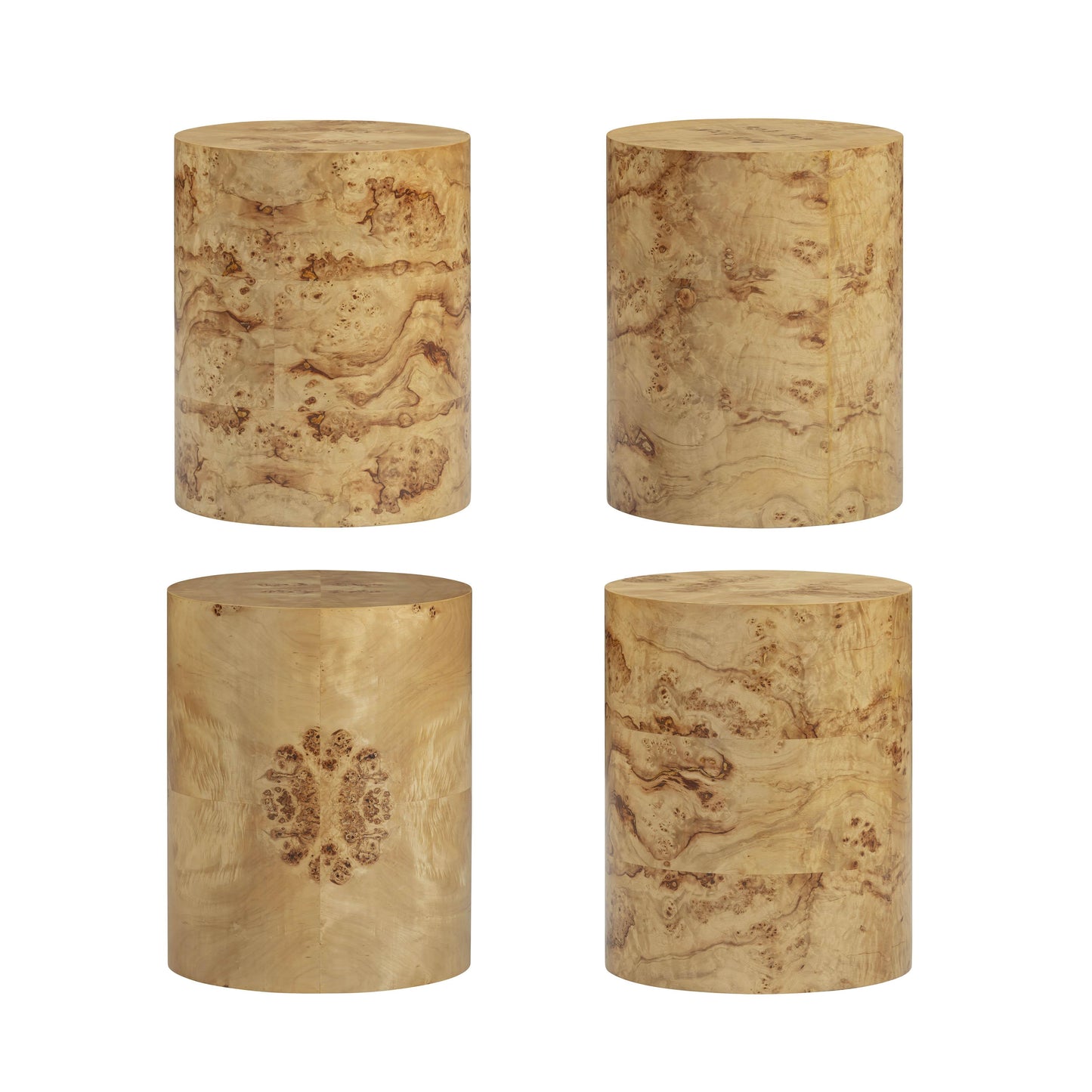 Fig Natural Burl Drum Side Table Natural by Tov Furniture
