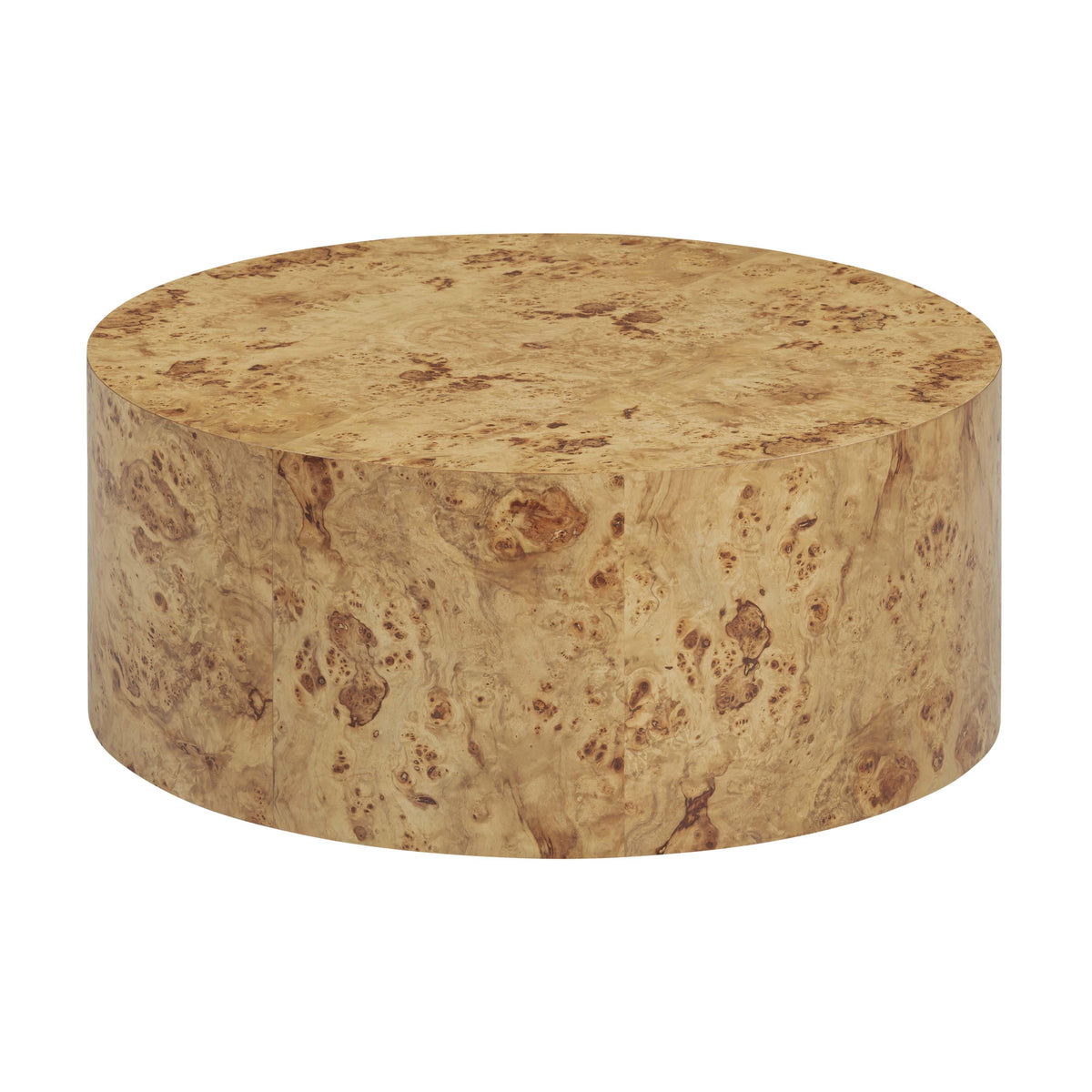 Fig 36" Natural Burl Drum Round Coffee Table by TOV Furniture – photo 4 of 9