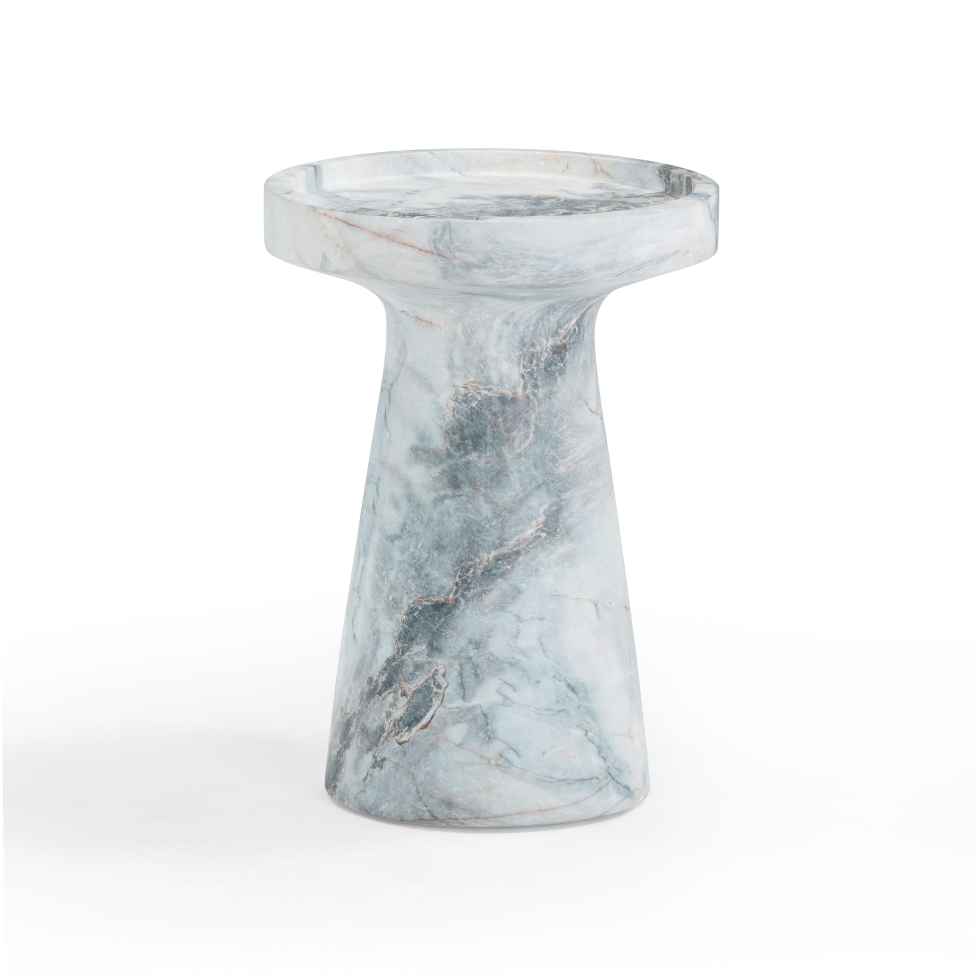 Zara Faux Aegean Marble Indoor/Outdoor Side Table Blue, White by Tov Furniture
