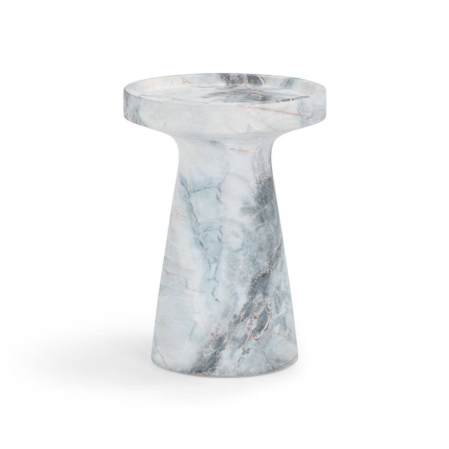 Zara Faux Aegean Marble Indoor/Outdoor Side Table Blue, White by Tov Furniture