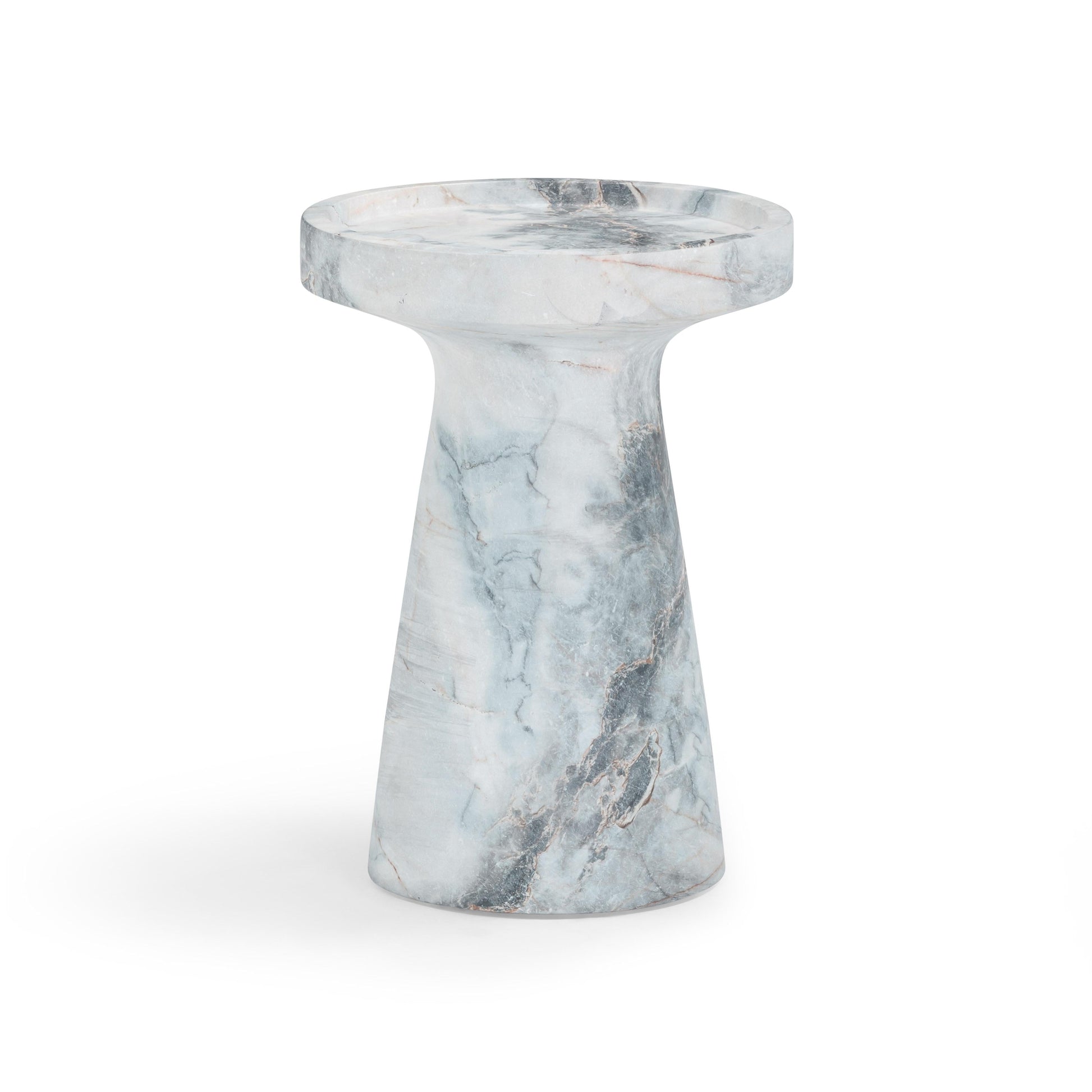 Zara Faux Aegean Marble Indoor/Outdoor Side Table Blue, White by Tov Furniture