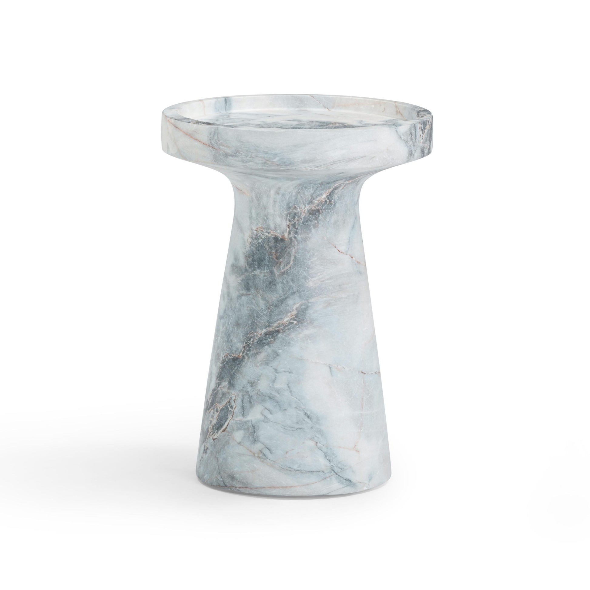 Zara Faux Aegean Marble Indoor/Outdoor Side Table Blue, White by Tov Furniture