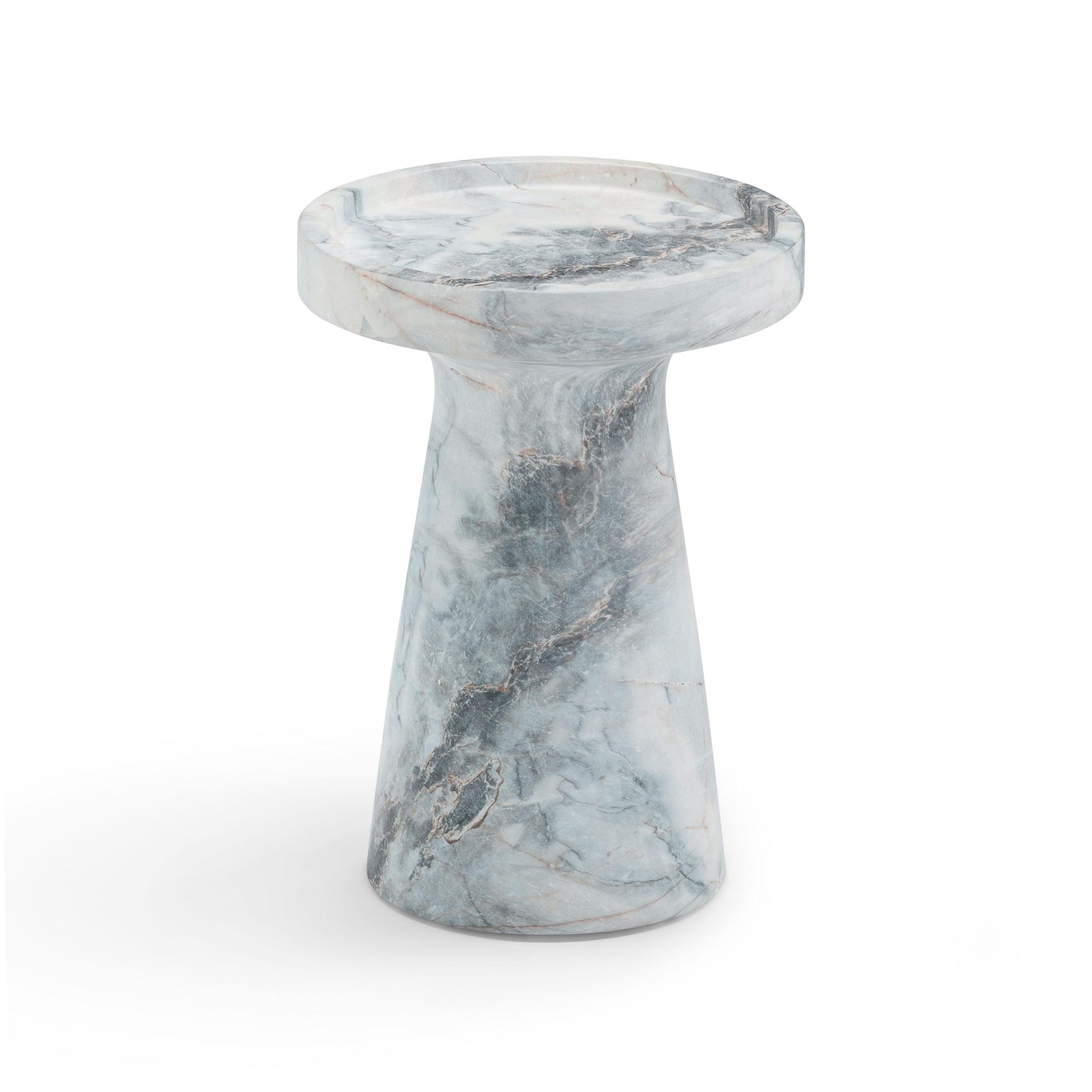 Zara Faux Aegean Marble Indoor/Outdoor Side Table Blue, White by Tov Furniture