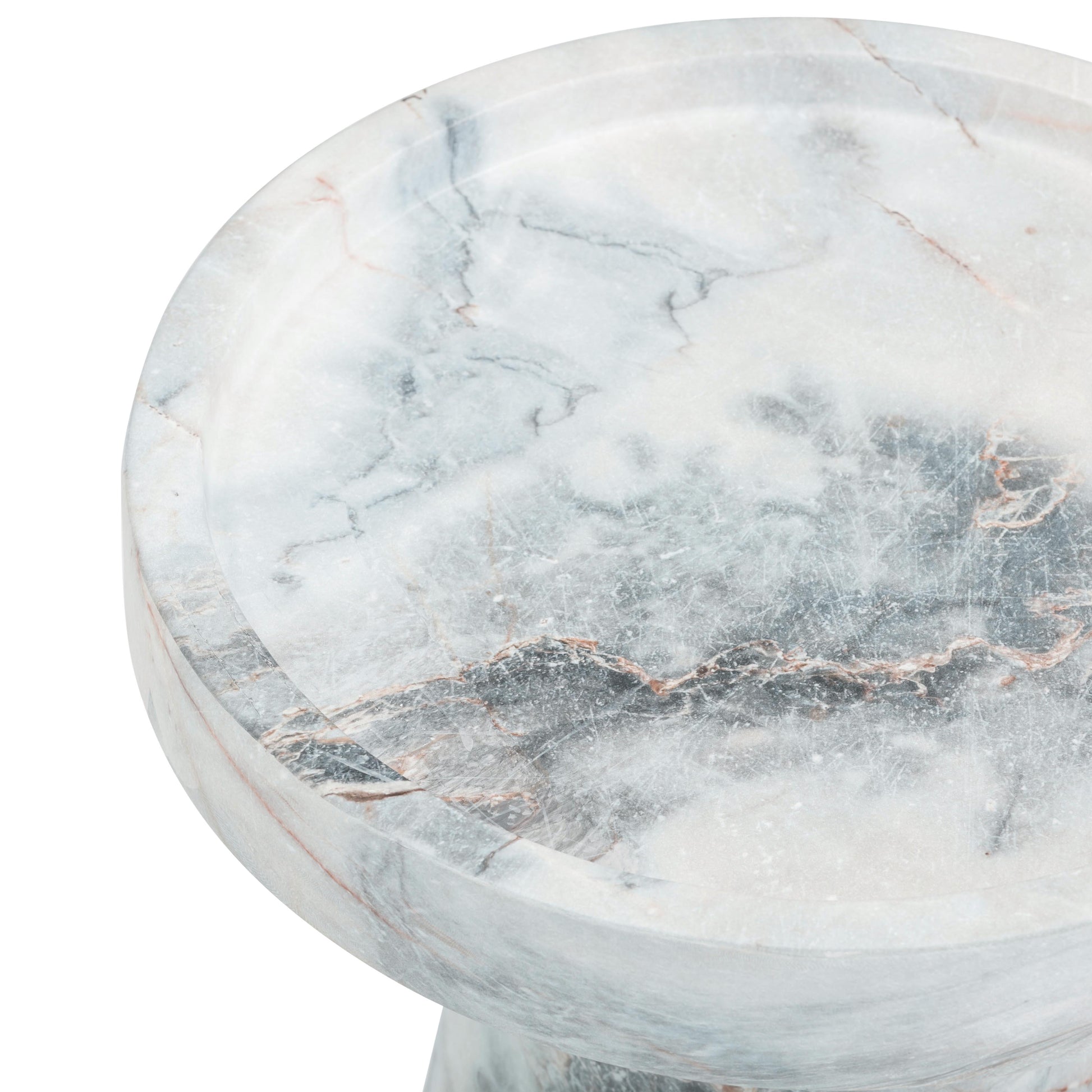 Zara Faux Aegean Marble Indoor/Outdoor Side Table Blue, White by Tov Furniture