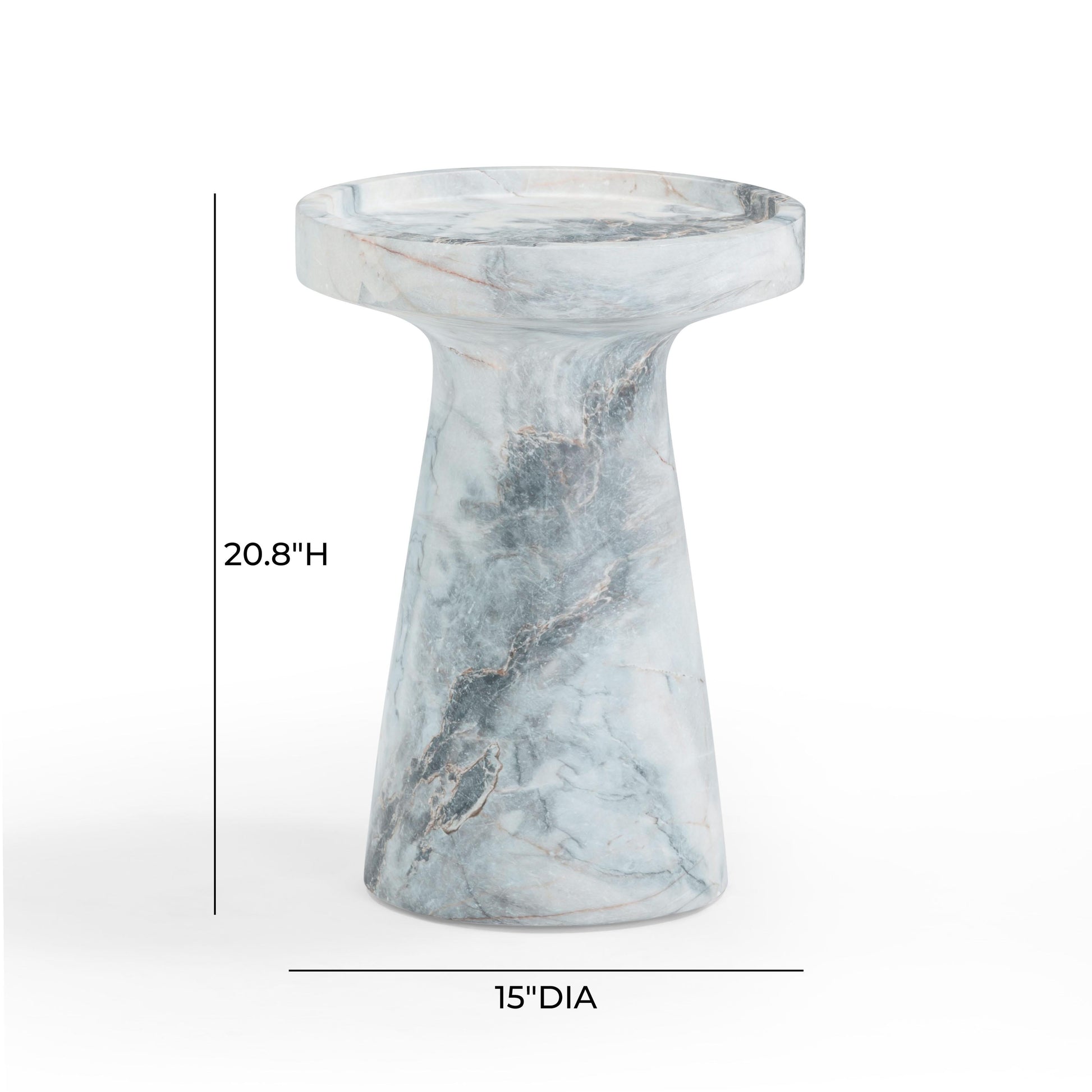 Zara Faux Aegean Marble Indoor/Outdoor Side Table Blue, White by Tov Furniture