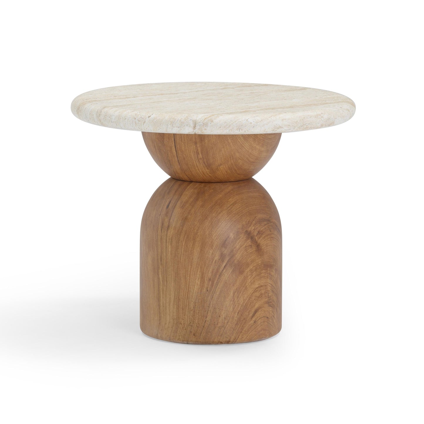 Cynthia Faux Travertine Concrete Indoor/Outdoor Side Table Travertine, Walnut Brown by Tov Furniture