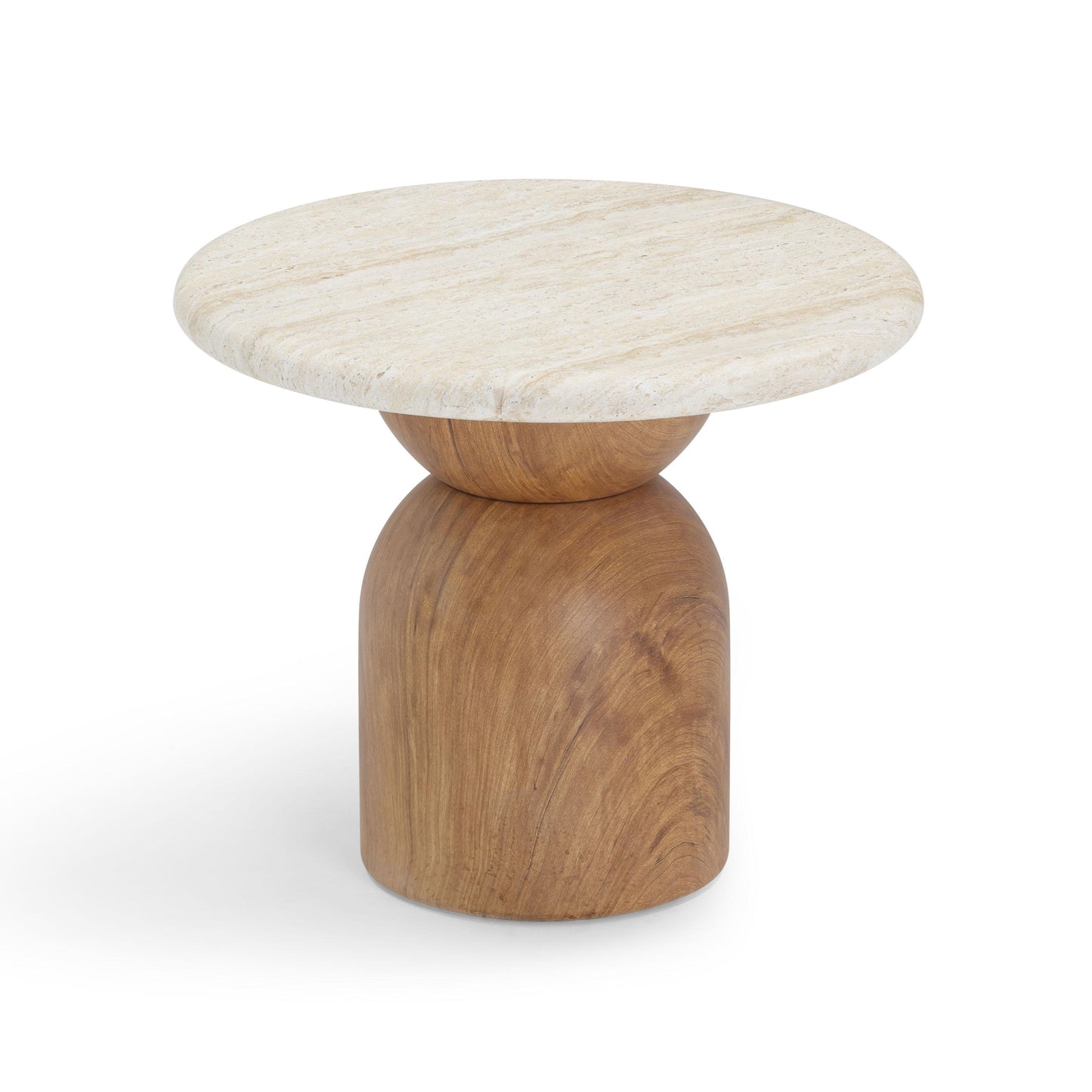 Cynthia Faux Travertine Concrete Indoor/Outdoor Side Table Travertine, Walnut Brown by Tov Furniture