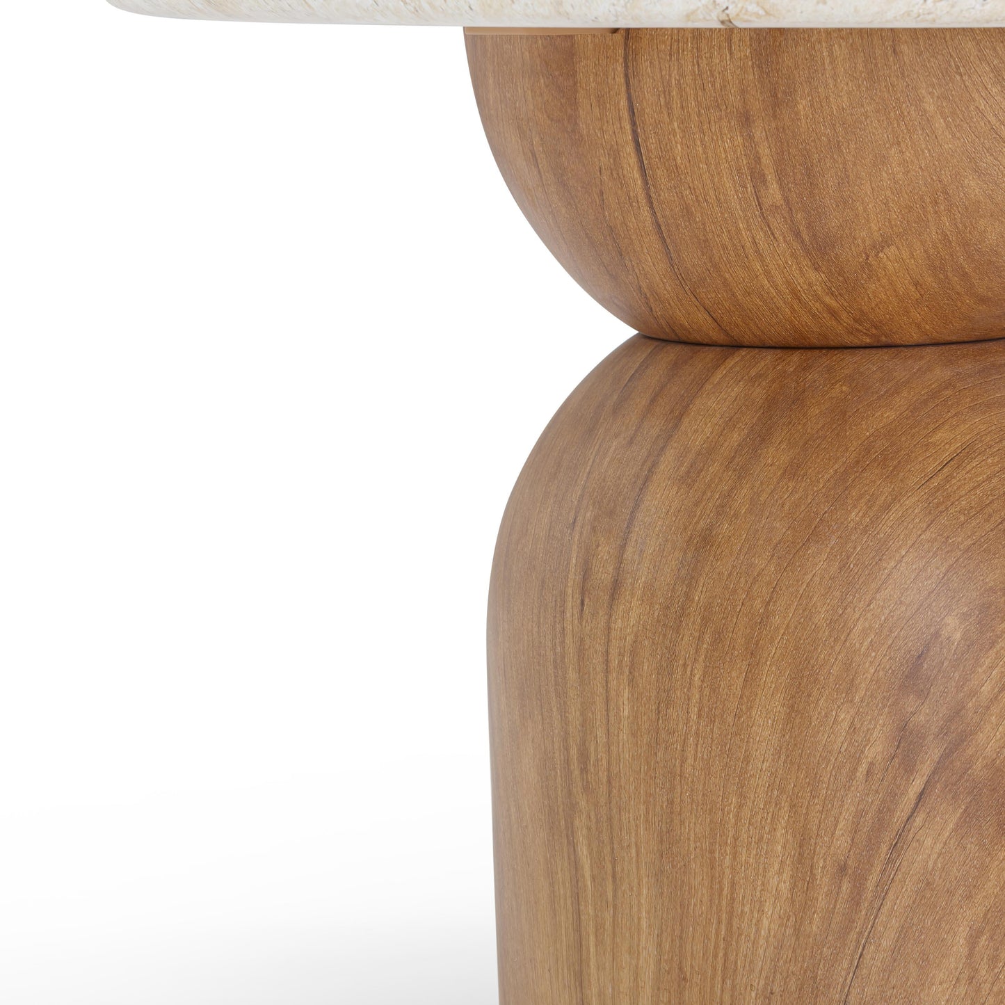 Cynthia Faux Travertine Concrete Indoor/Outdoor Side Table Travertine, Walnut Brown by Tov Furniture