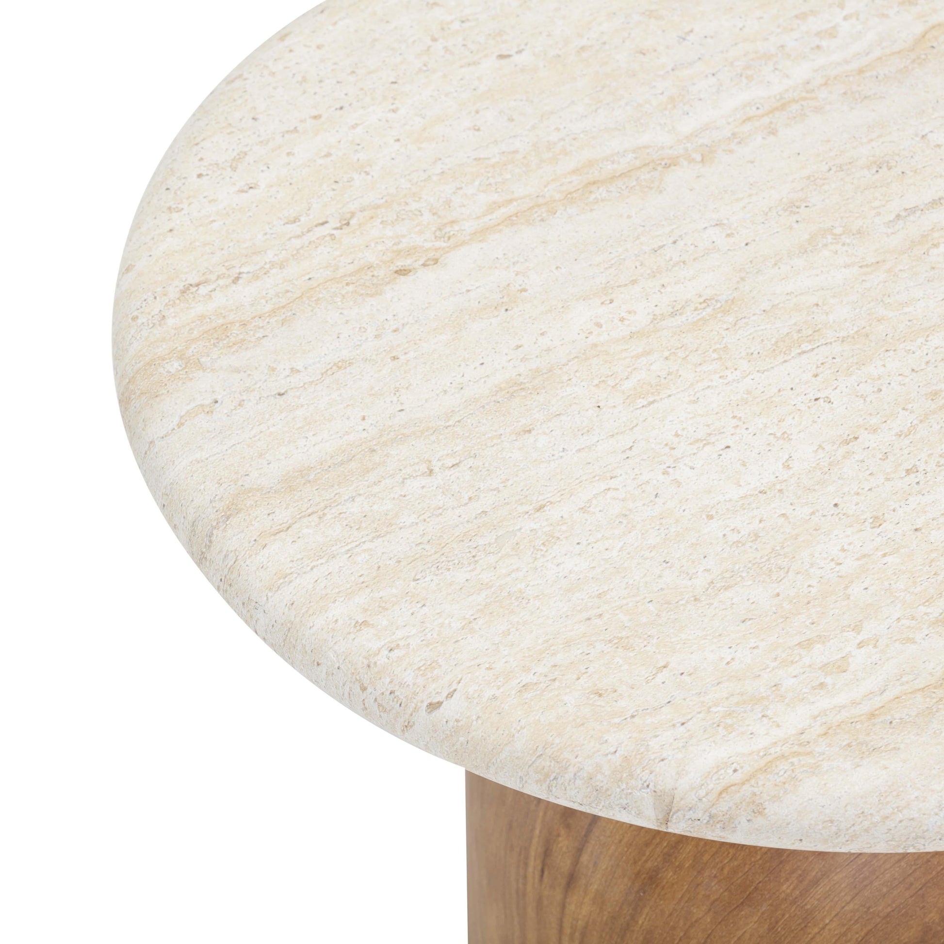 Cynthia Faux Travertine Concrete Indoor/Outdoor Side Table Travertine, Walnut Brown by Tov Furniture