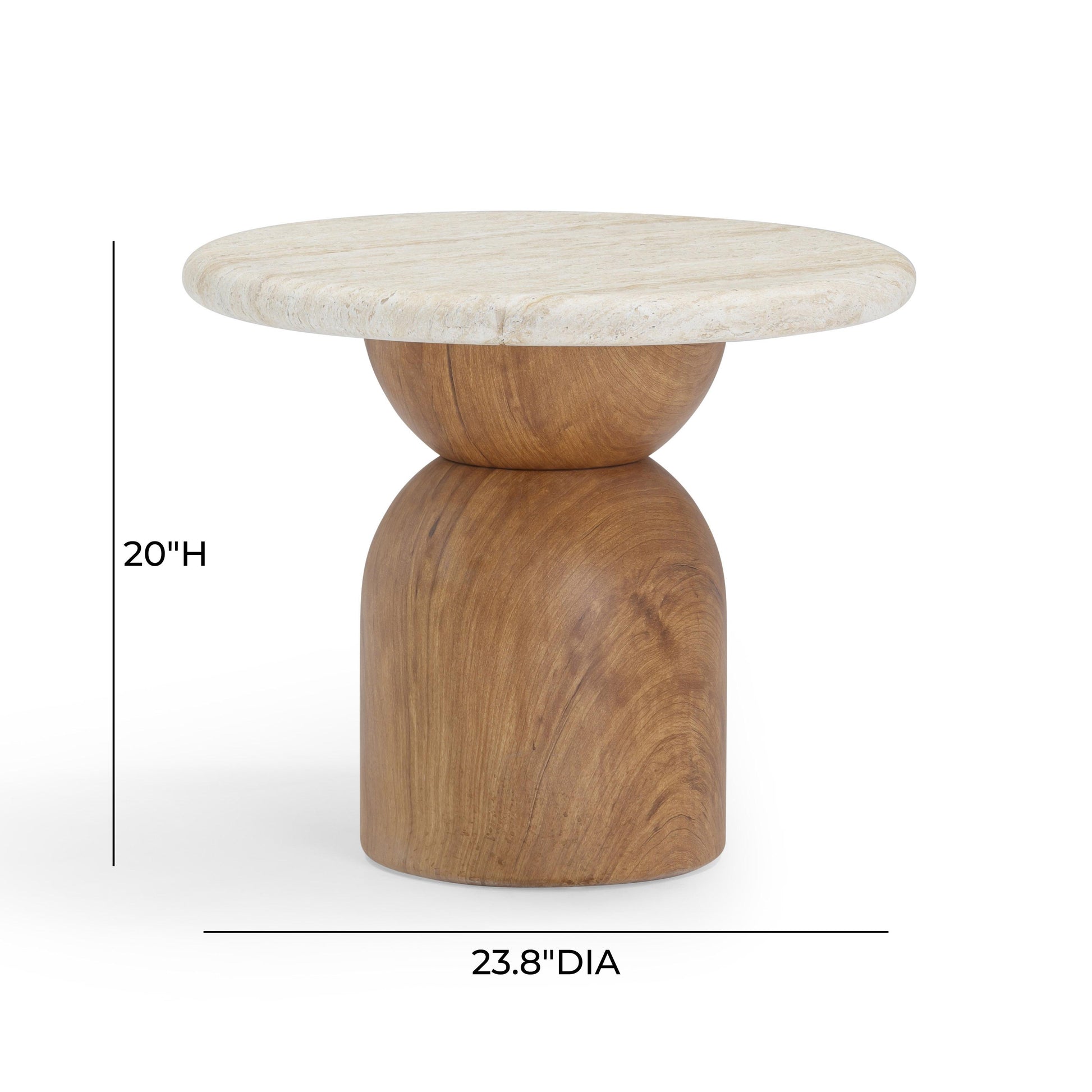 Cynthia Faux Travertine Concrete Indoor/Outdoor Side Table Travertine, Walnut Brown by Tov Furniture
