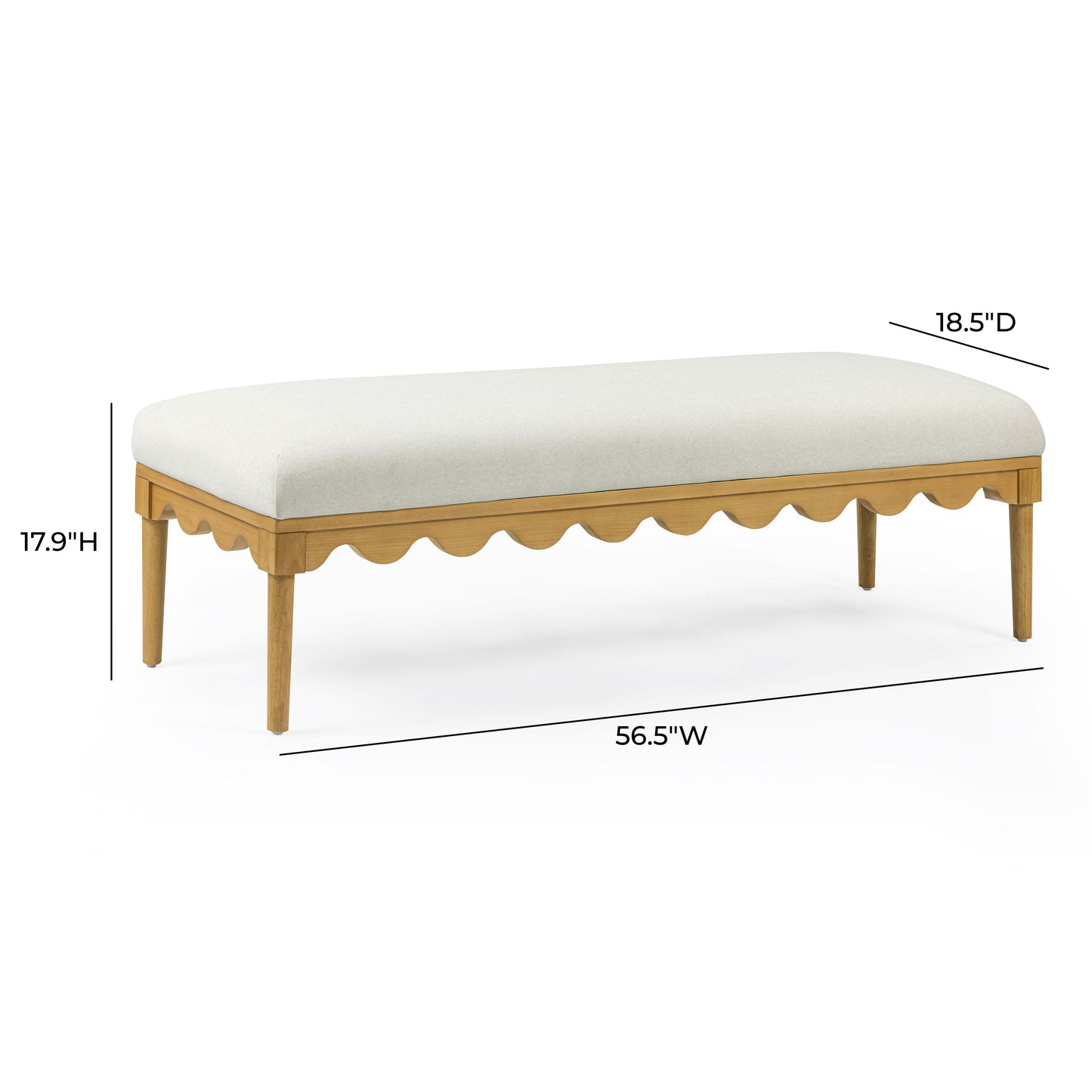 Oodle 56.5" Performance Vegan Mohair Bench Cream by Tov Furniture
