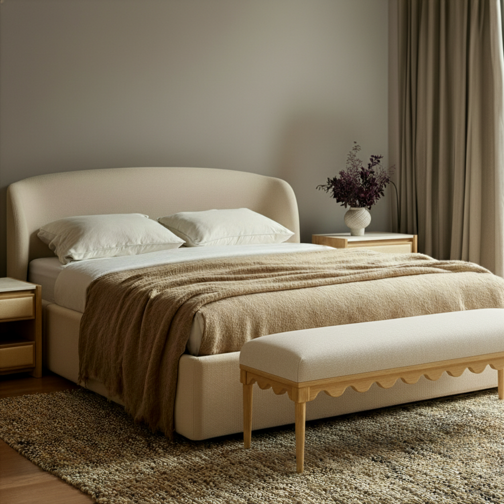 Oodle 56.5" Performance Vegan Mohair Bench Cream by Tov Furniture