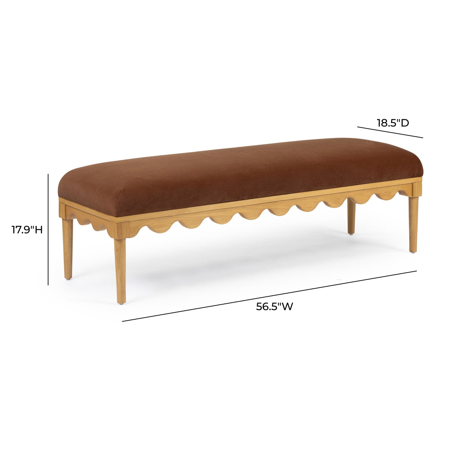 Oodle 56.5" Performance Vegan Mohair Bench Bronze by Tov Furniture