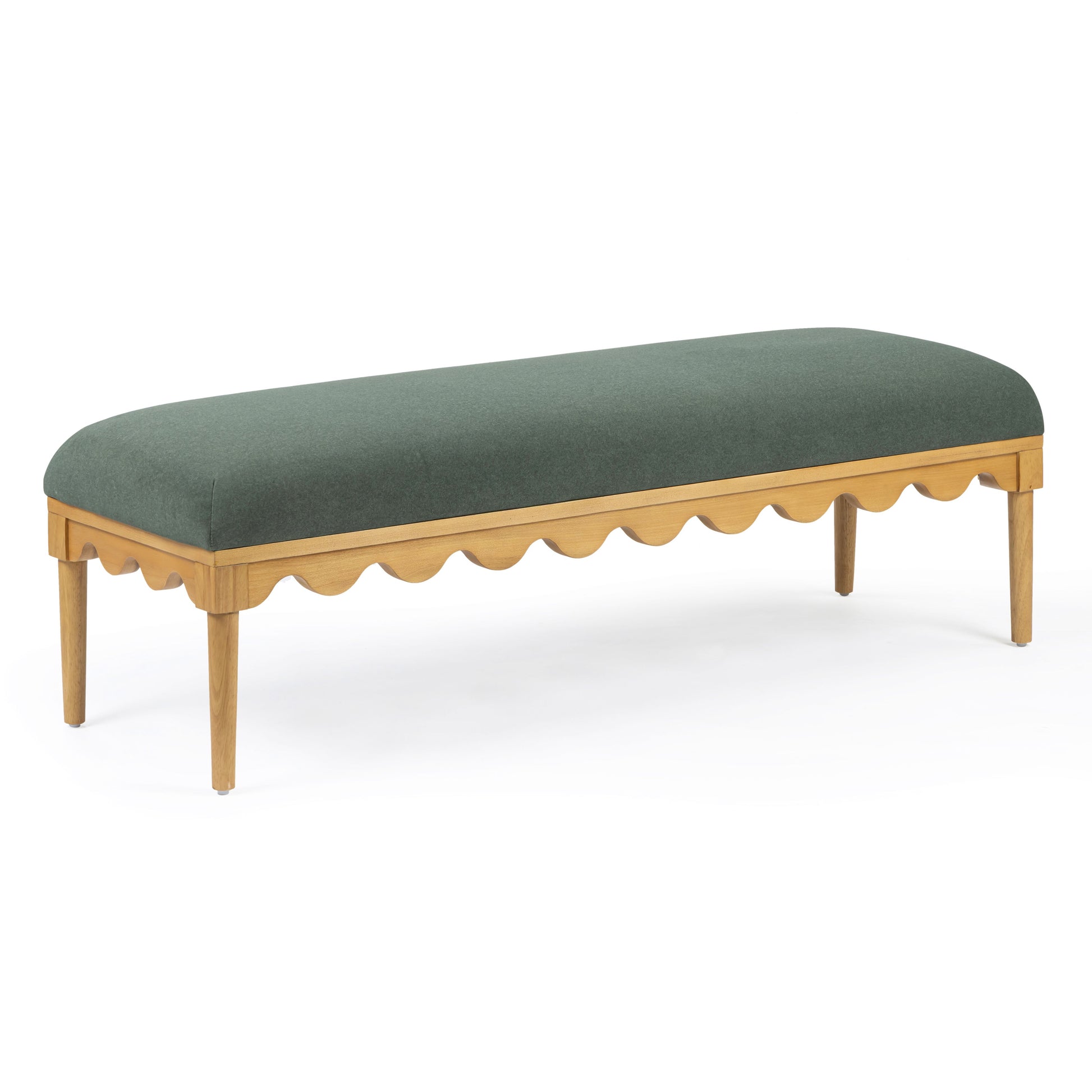 Oodle 56.5" Performance Vegan Mohair Bench Green by Tov Furniture