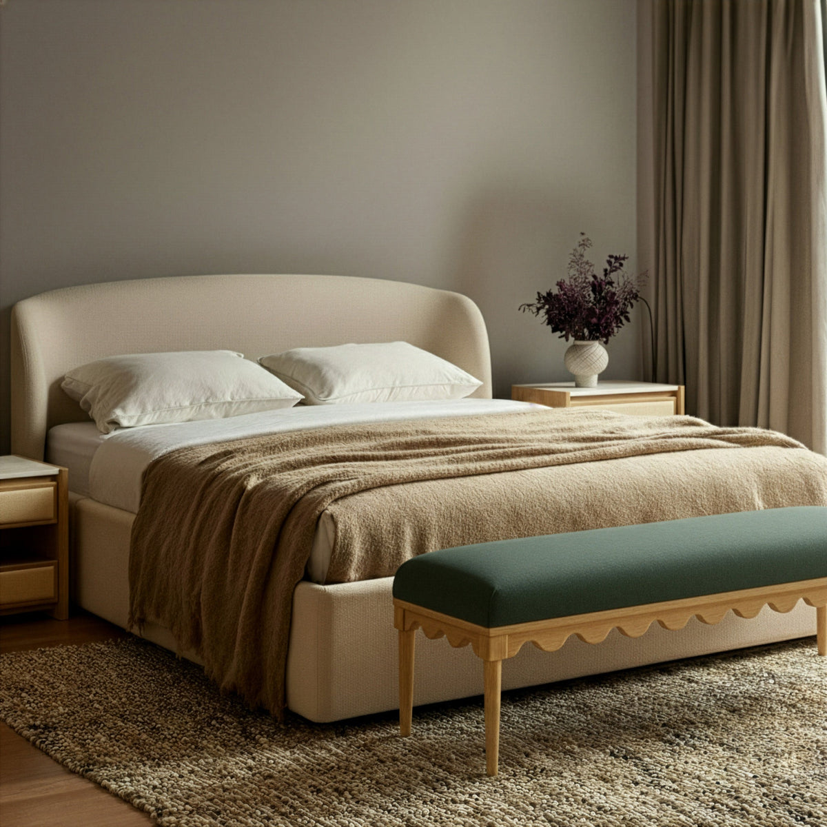Oodle 56.5" Performance Vegan Mohair Bench by TOV Furniture – room view
