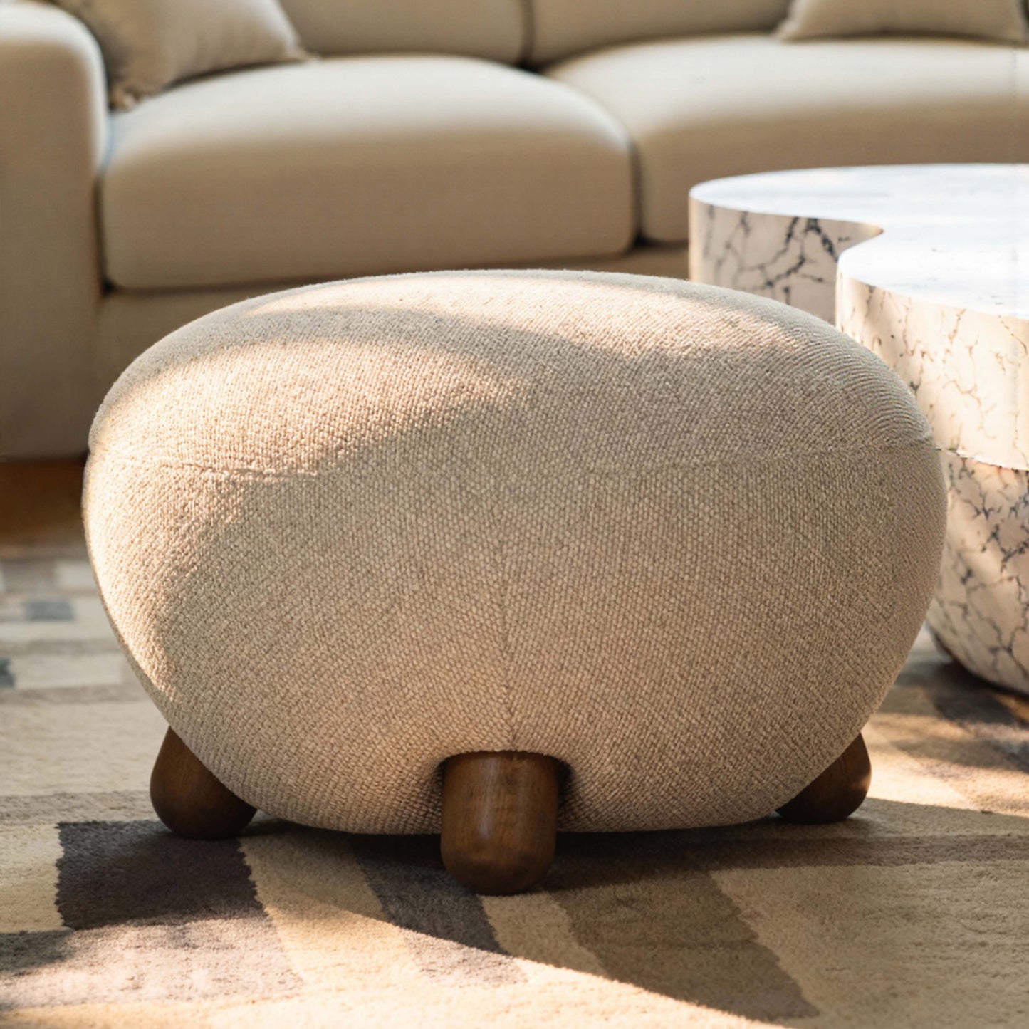 Pucker Warm Grey Performance Boucle Ottoman Warm Grey by Tov Furniture