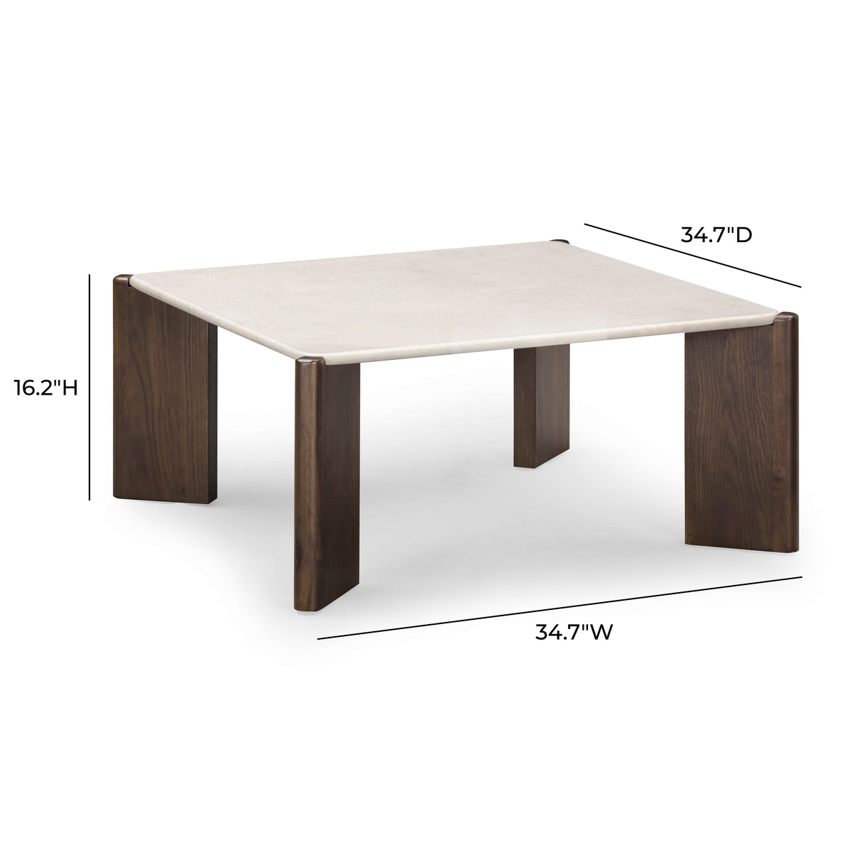 Restis 33.5" Cream Quartz Square Coffee Table by TOV Furniture – photo 5 of 6